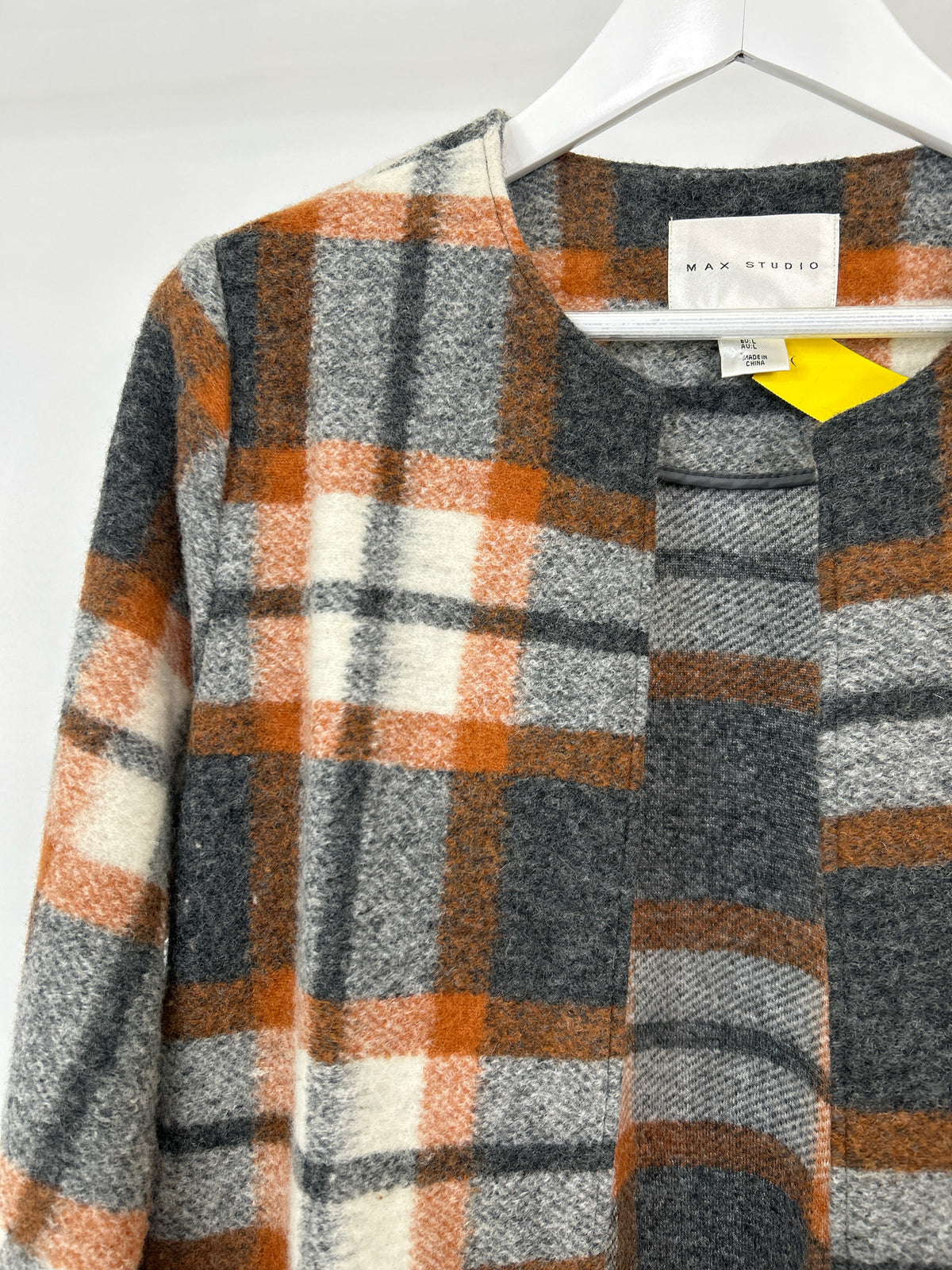 MAX STUDIO Size L GRAY PLAID Women Jacket