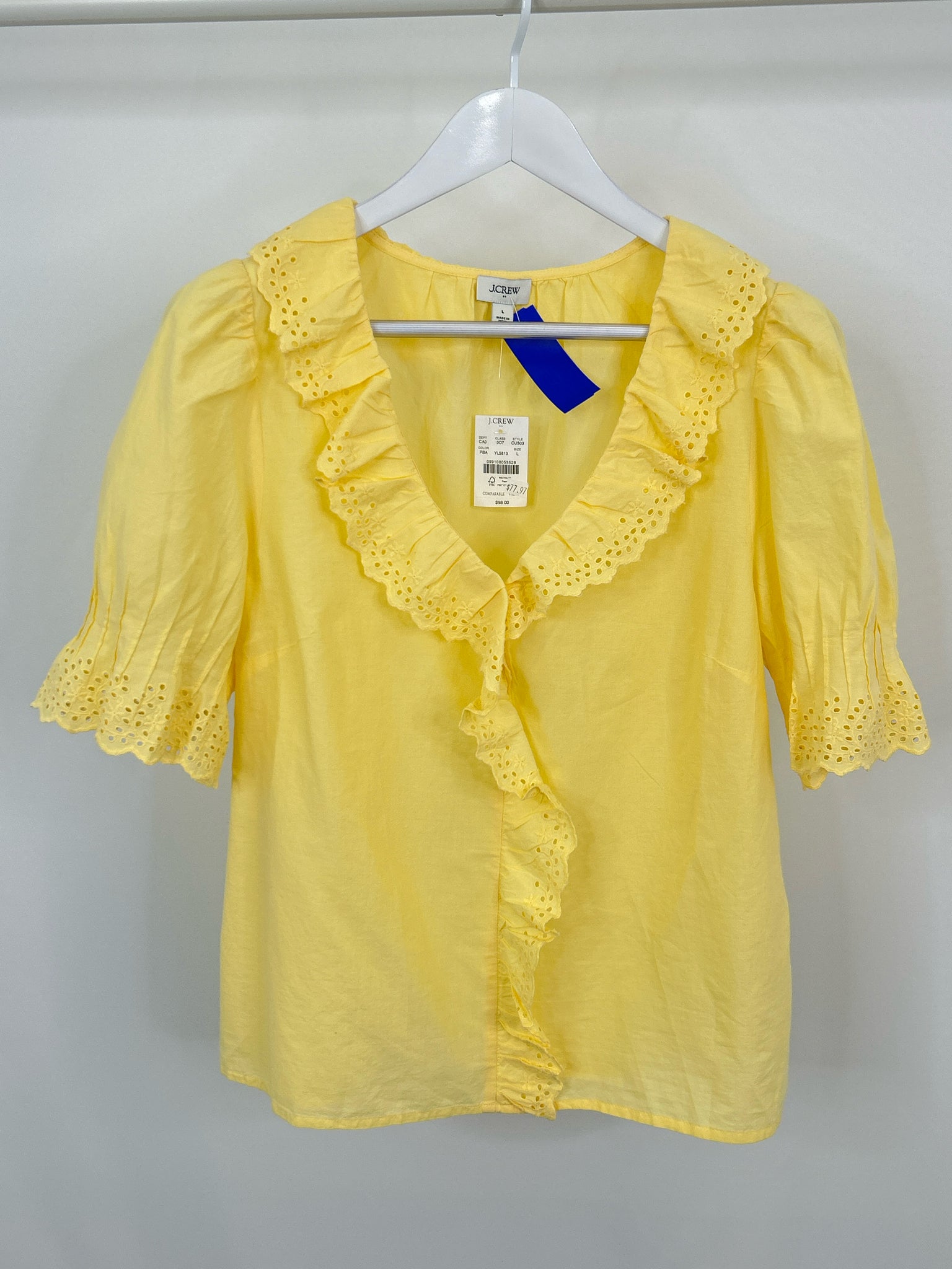 J. CREW NWT Size L Yellow Women Top