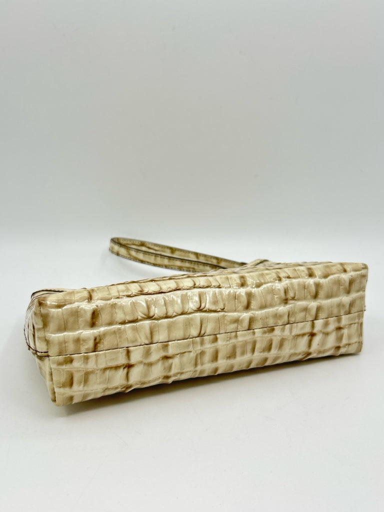 BRAHMIN Cream Croc Embossed Leather Purse