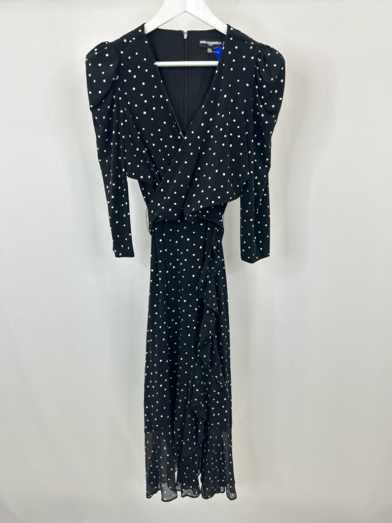 KARL LAGERFELD Women Size 8 Black Print Dress