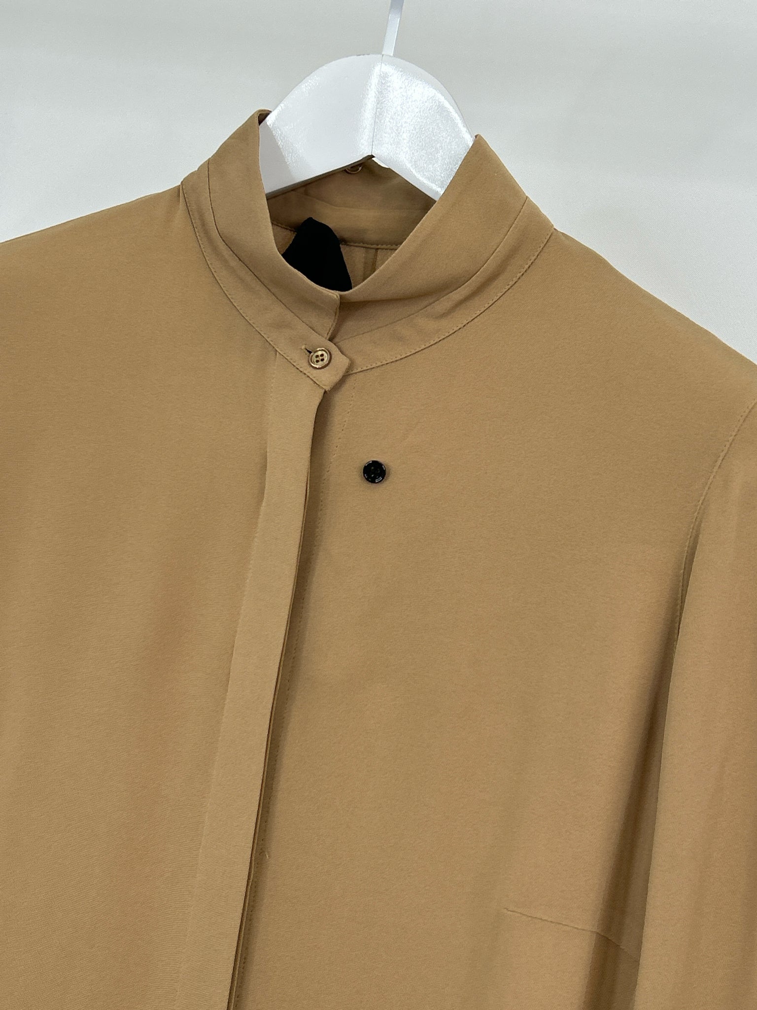 AKRIS Size 12 Tan Women Blouse