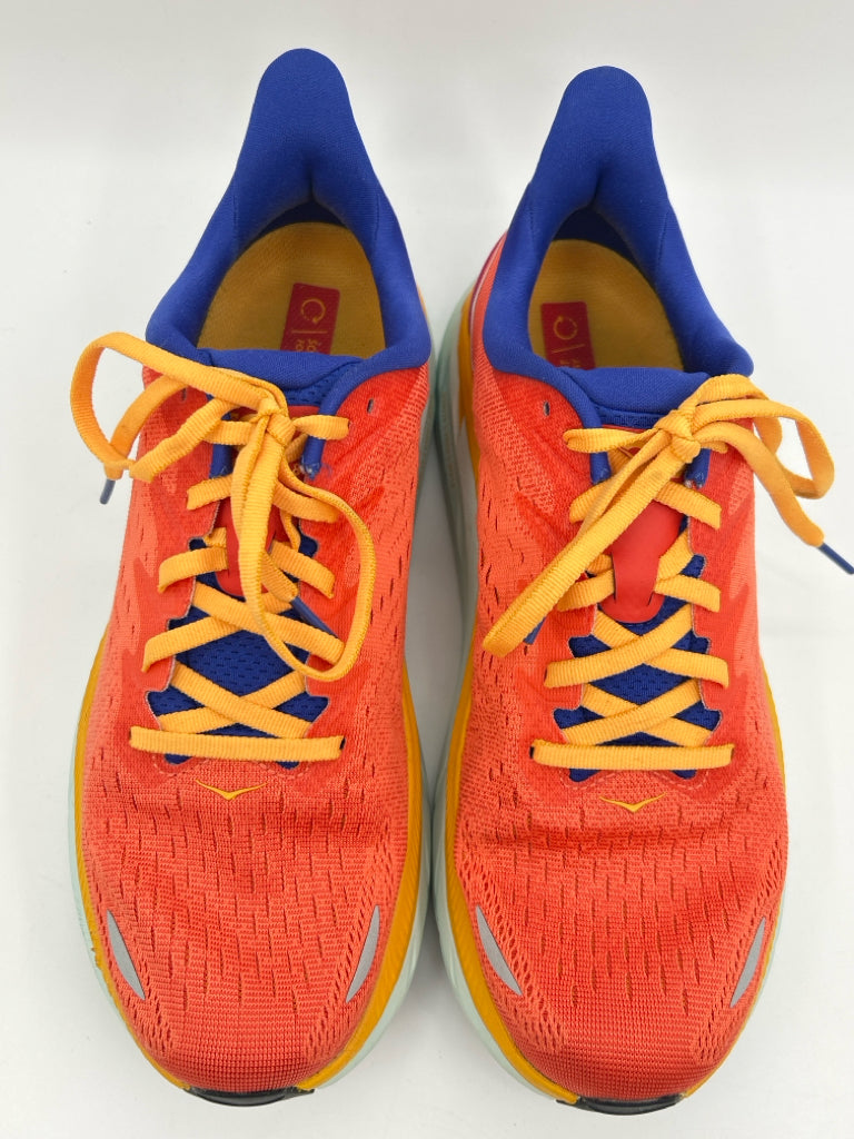 HOKA Size 10B Coral and Yellow Sneakers