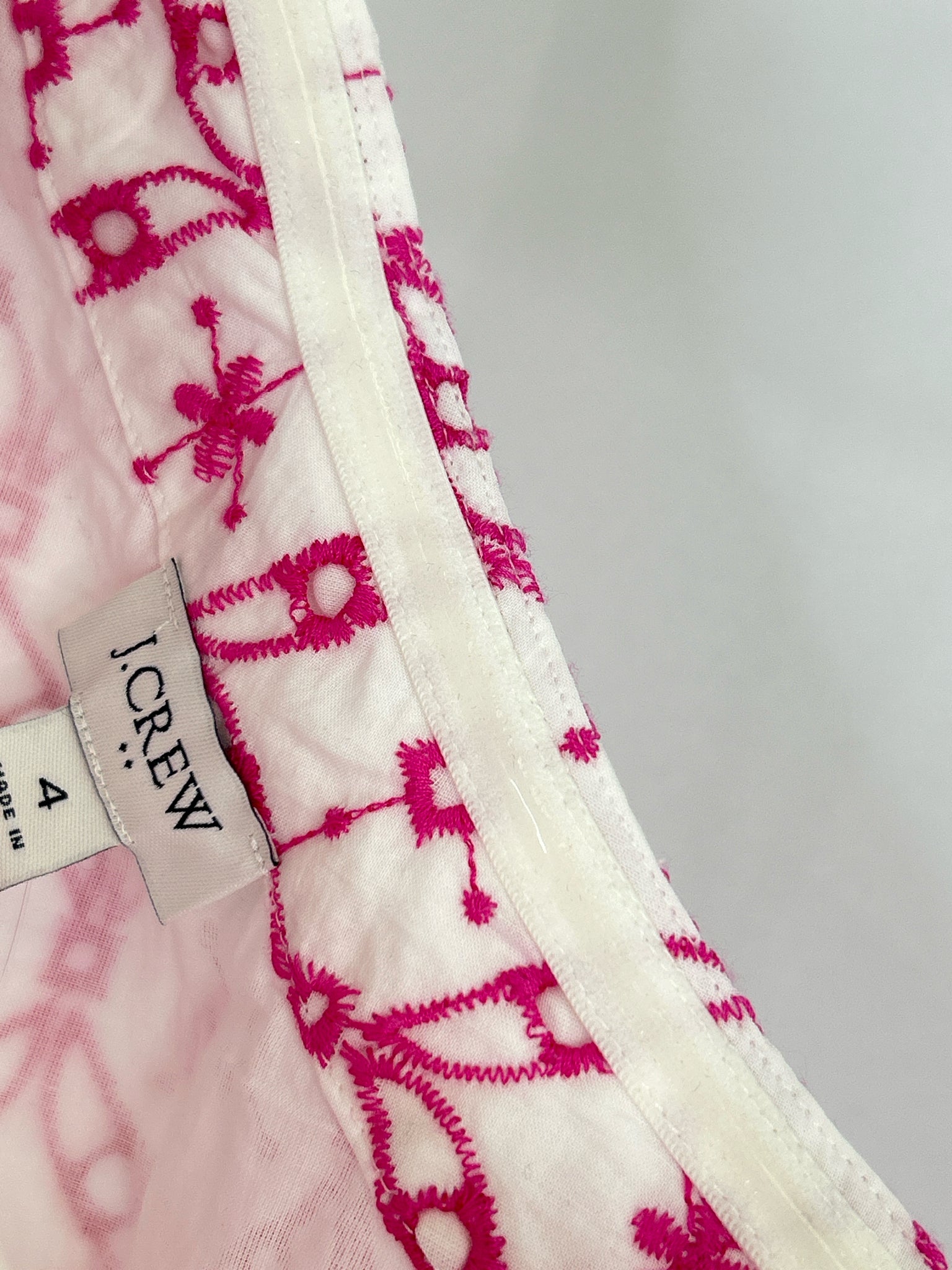 J CREW Size 4 FUSCHIA AND WHITE Women Dress