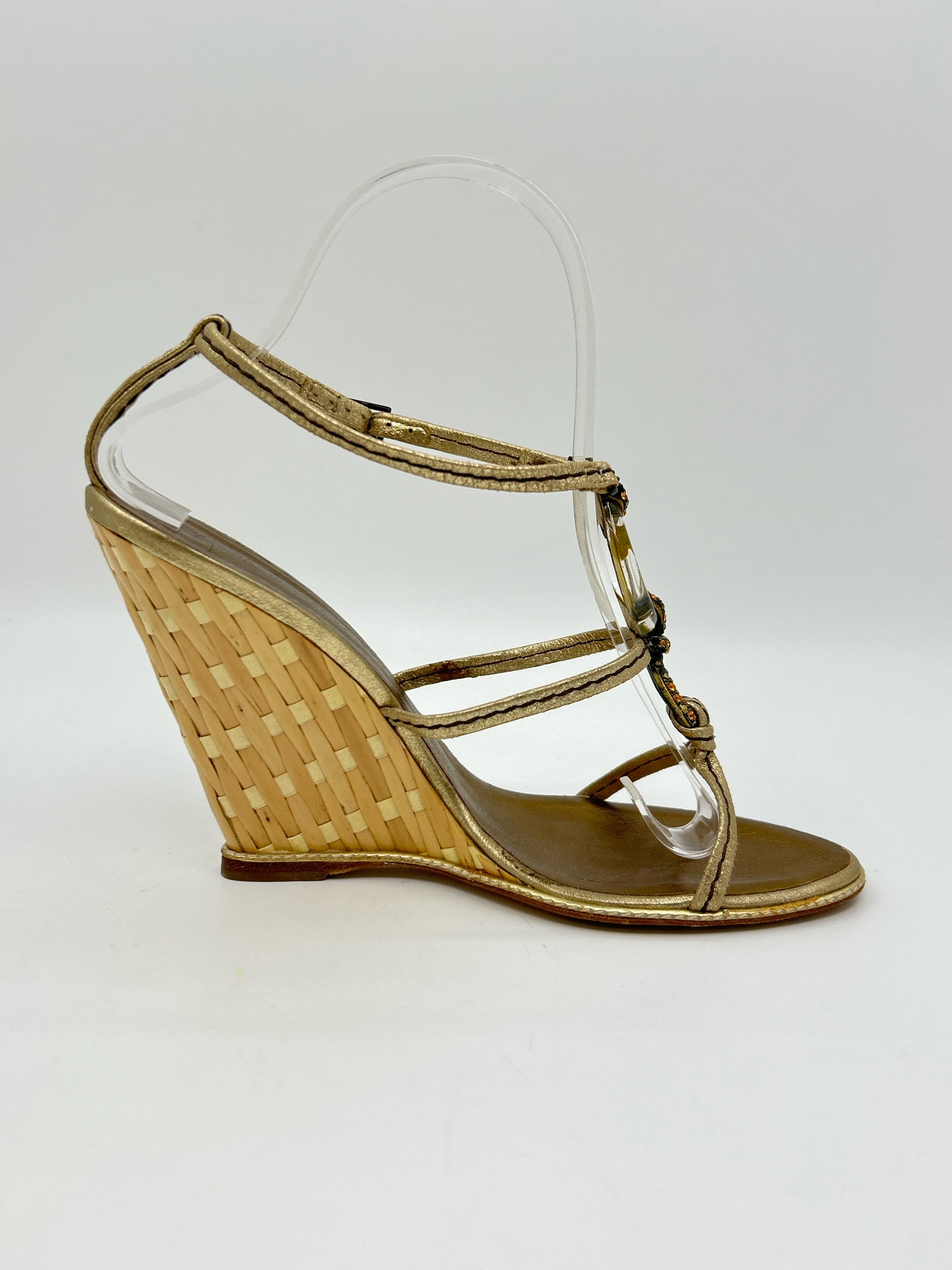 GIUSEPPE ZANOTTI Size 39 Gold Women Sandal