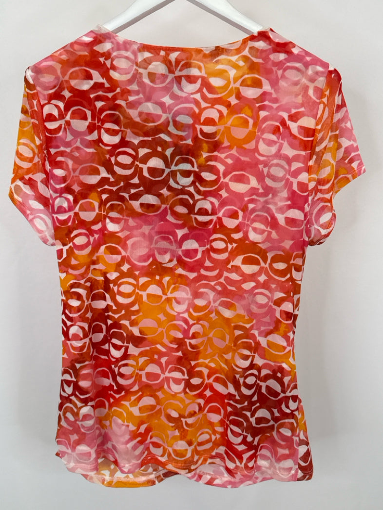 INC Size XL Orange Print Women Top