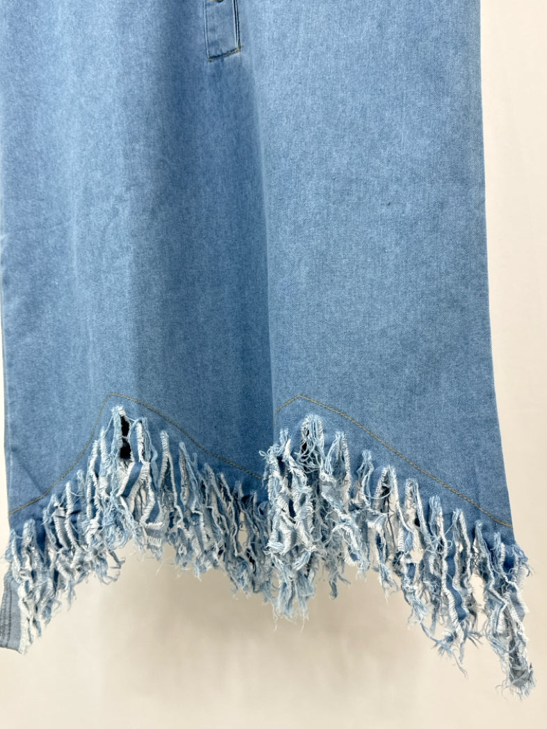 Oyrosy Size L BLUE DENIM Women Dress
