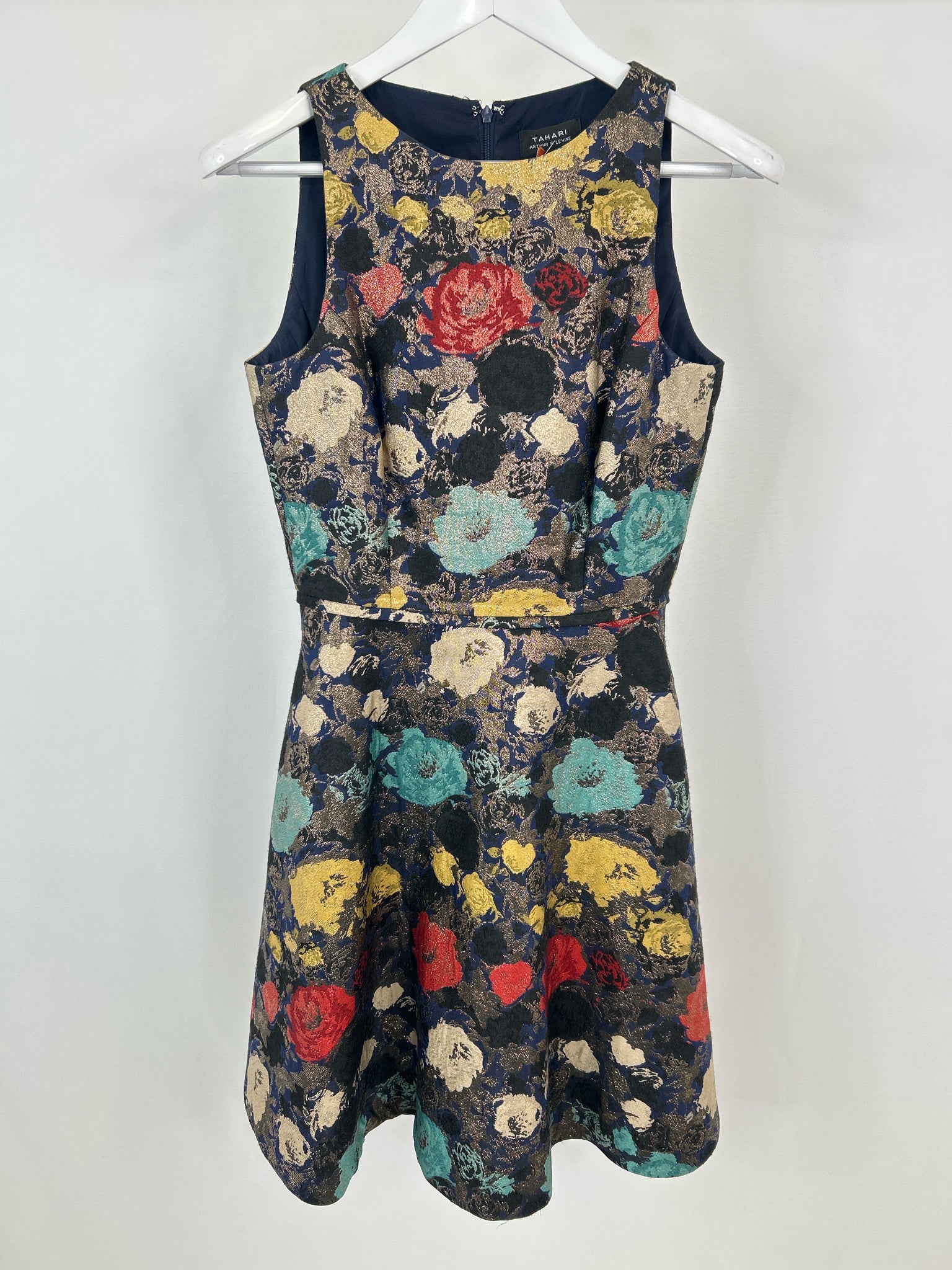 TAHARI ASL Size 4 Navy Print Women Dress