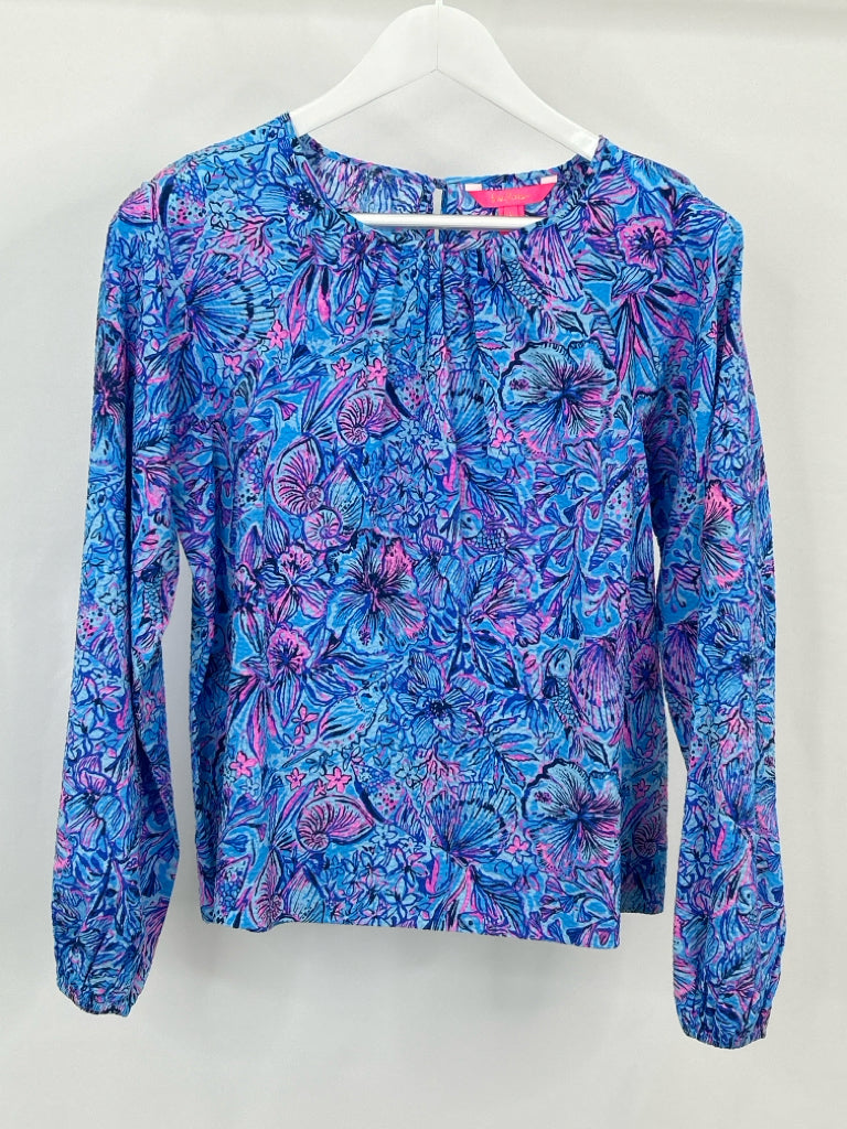 LILLY PULITZER Women Size L BLUE AND PINK Top