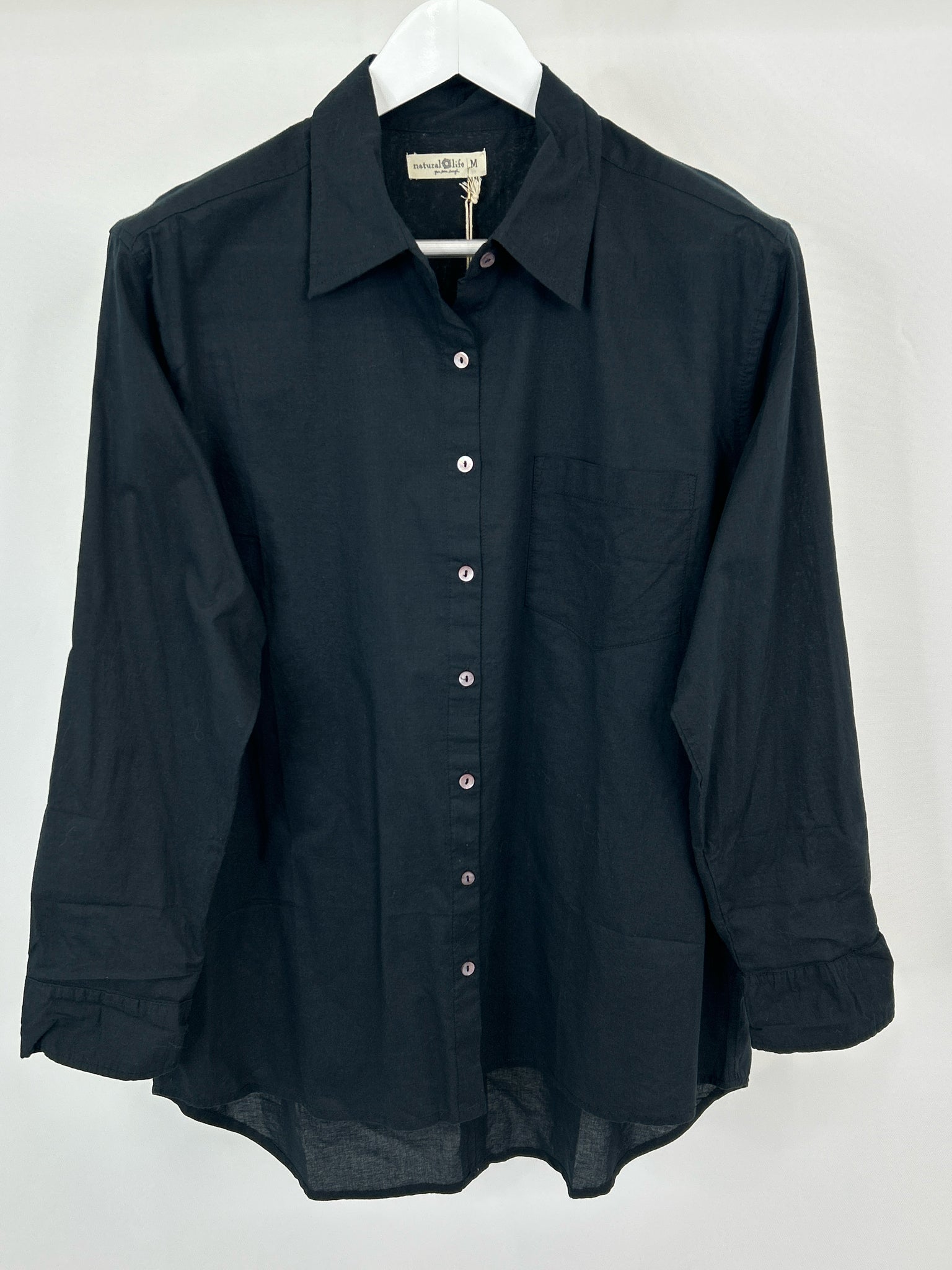 NATURAL LIFE Size M Black Women Shirt
