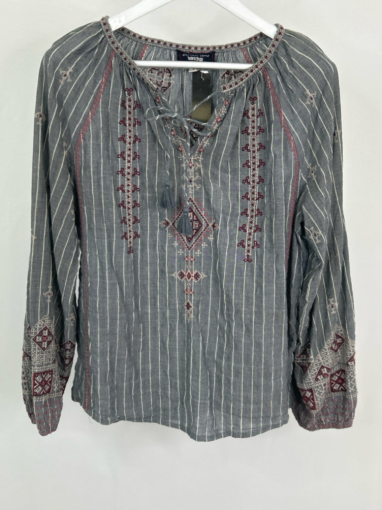 JOHNNY WAS Women Size S Slate Print Top