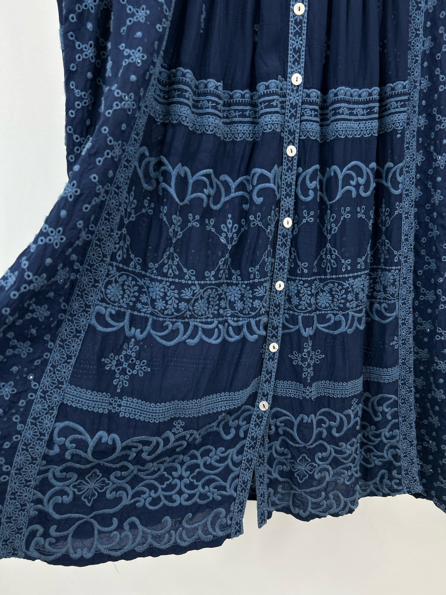 JOHNNY WAS Size L Navy Women Dress