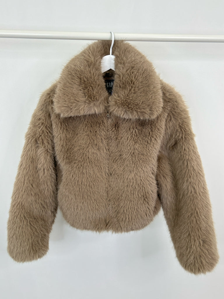 GAP Women Size S Taupe Faux Fur Jacket