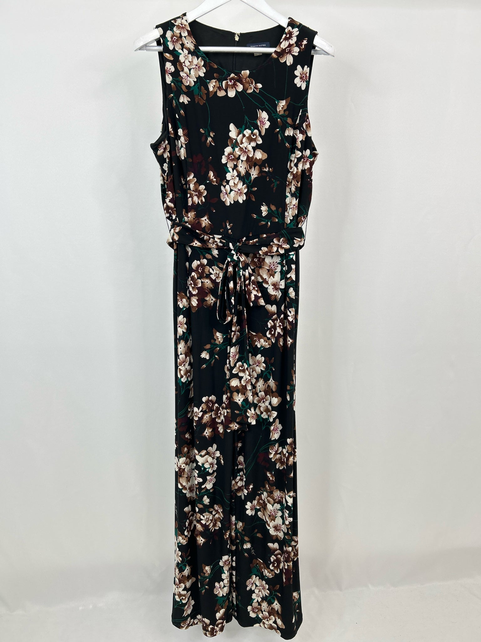 TOMMY HILFIGER Size 16 Black Print Women Jumpsuit NWT
