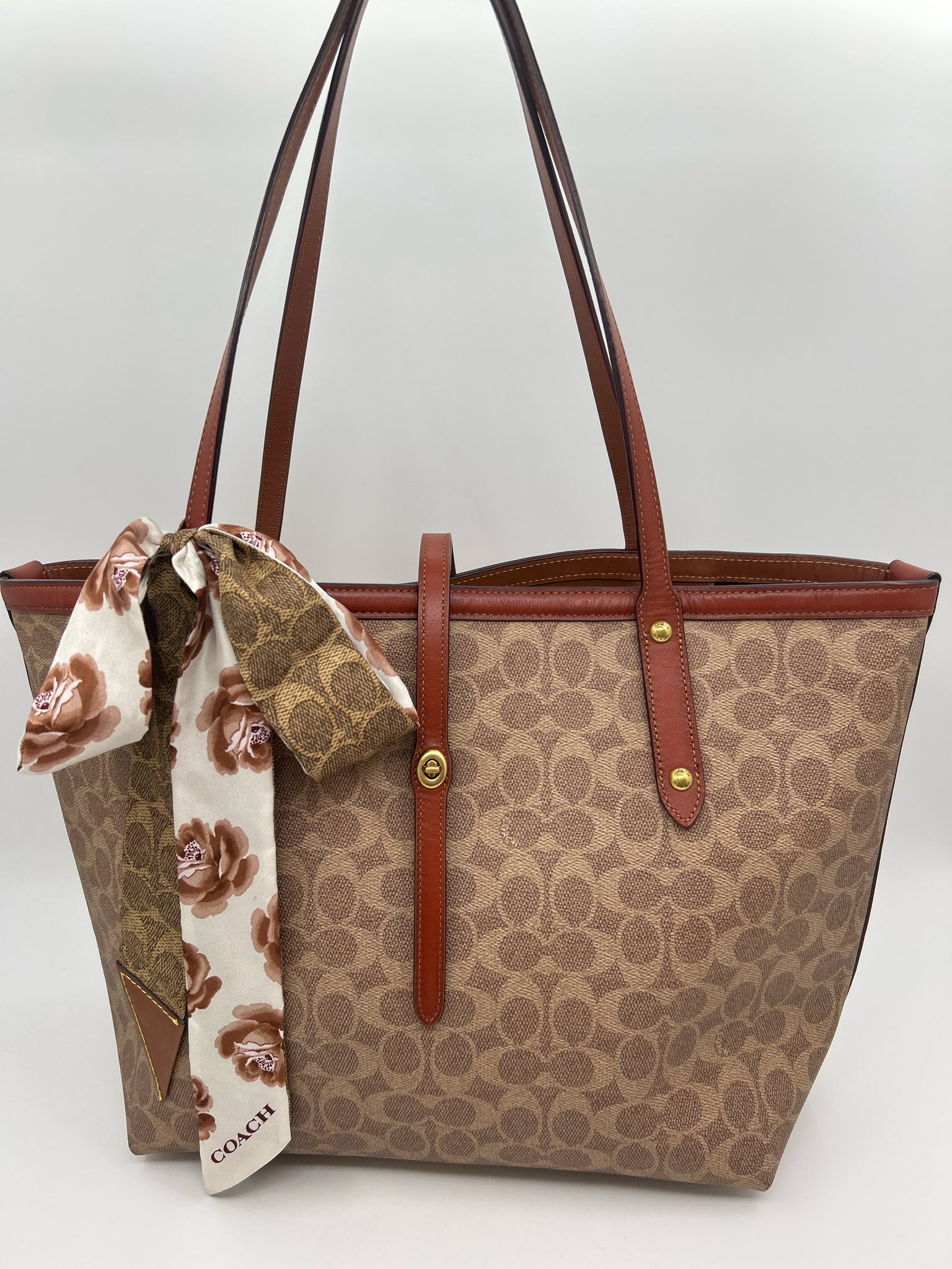 COACH Tan and Rust Women Tote