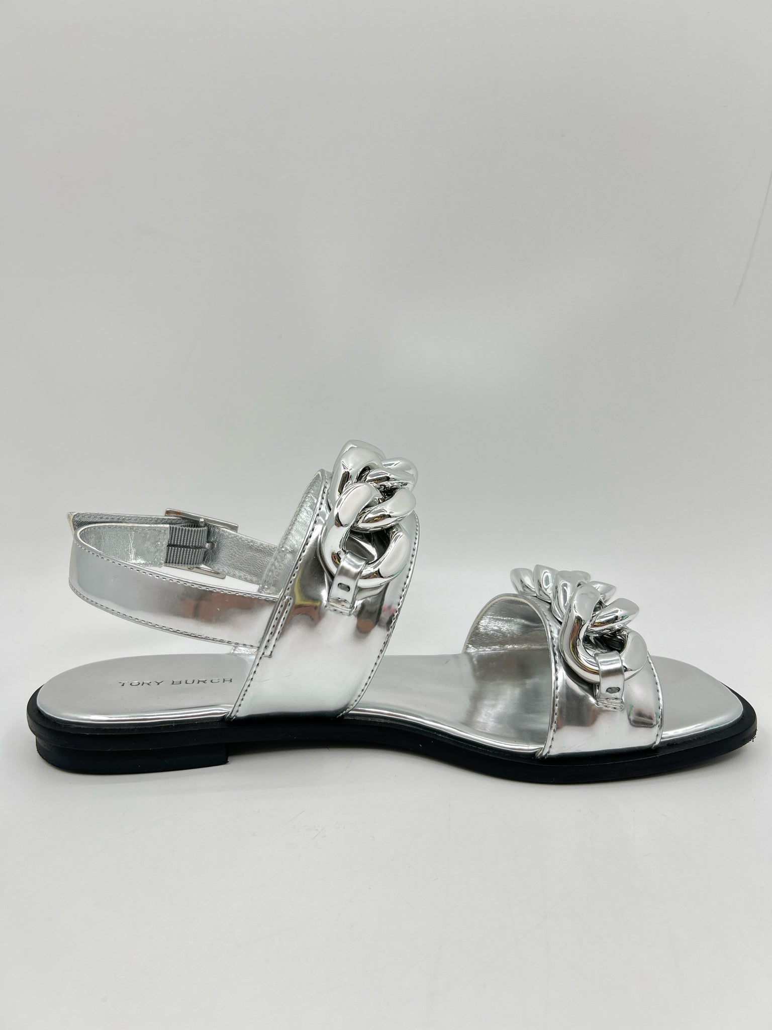 TORY BURCH Size 8.5M METALLIC SILVER Women Sandal