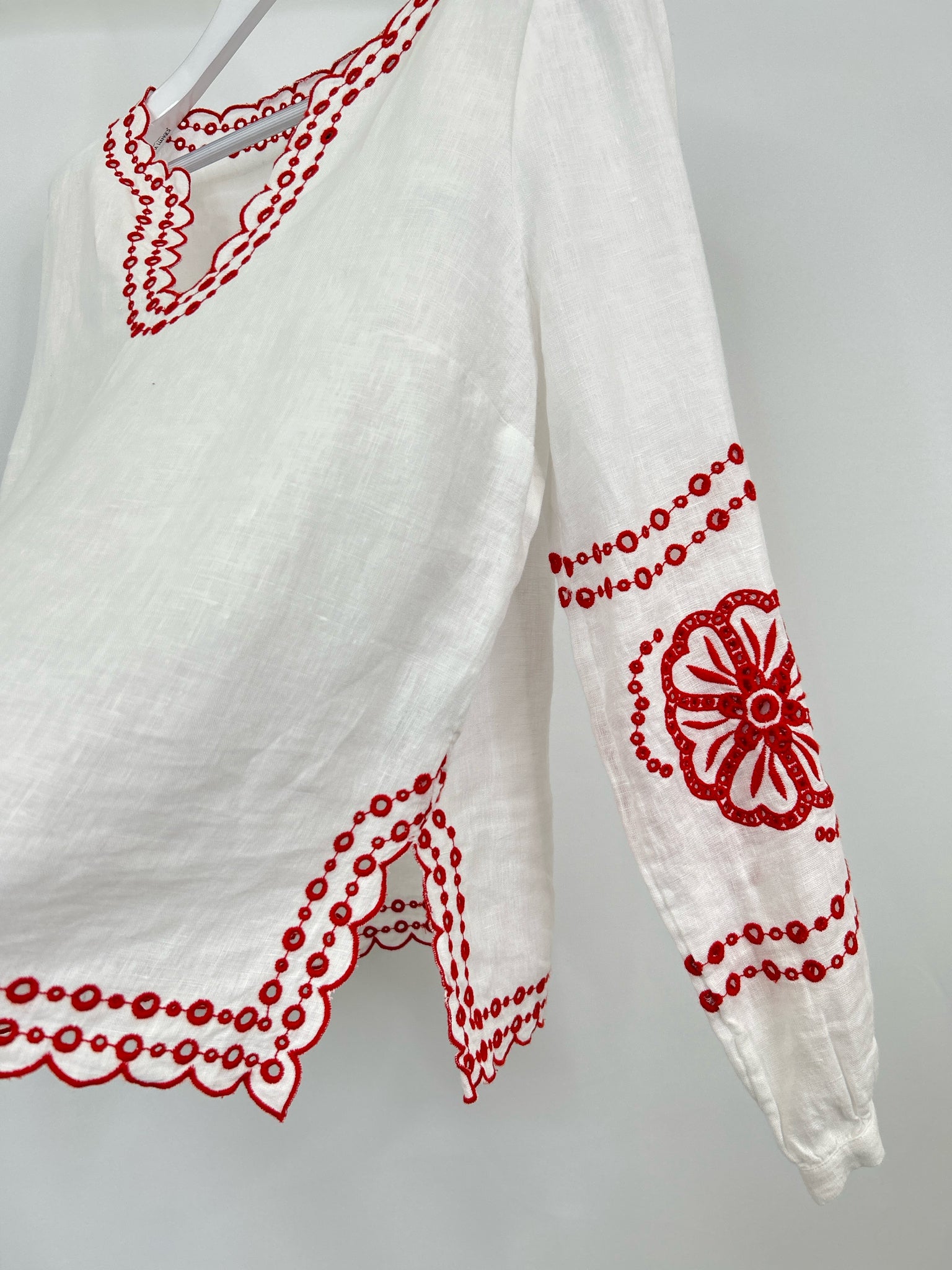J.CREW Size M WHITE AND RED Women Top