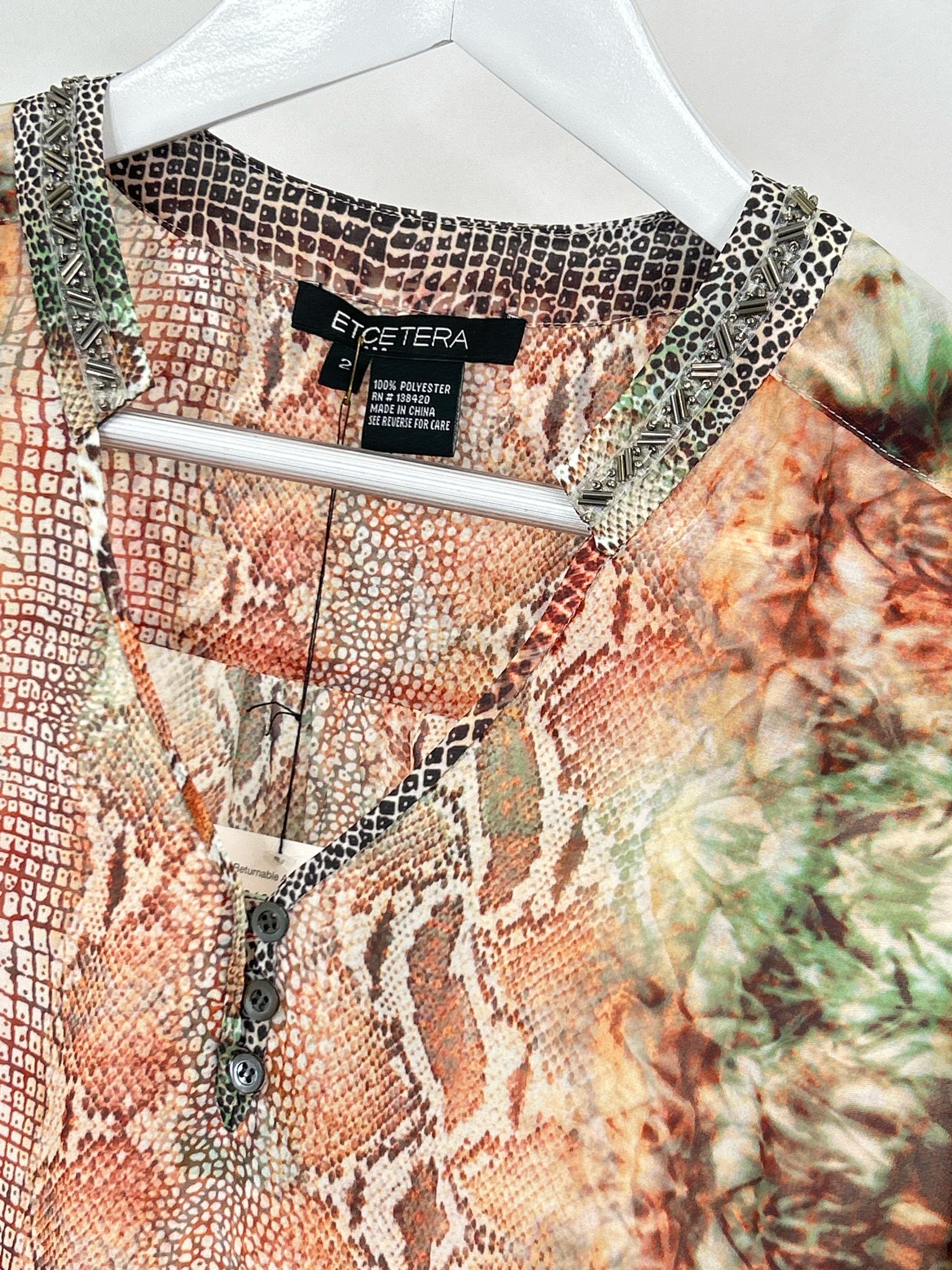 ETCETERA Size 2 ORANGE AND GREEN Women Blouse