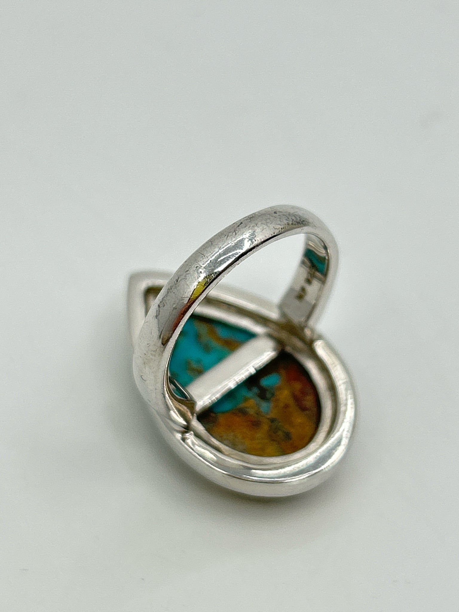 NO BRAND Sterling SILVER AND TURQUOISE Size 8 Ring