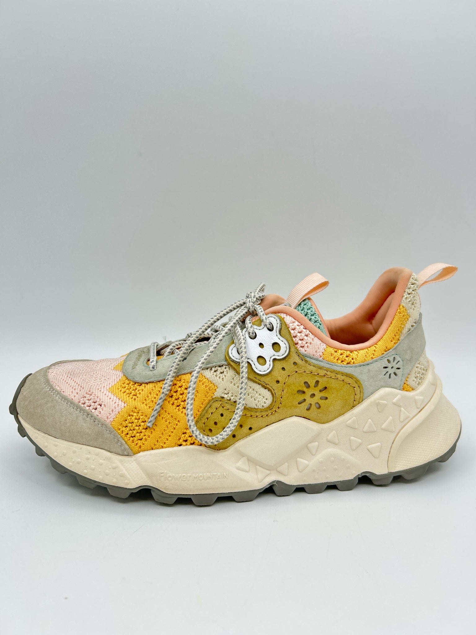 Flower Mountain Size 7.5 Pink and Yellow Women Sneakers