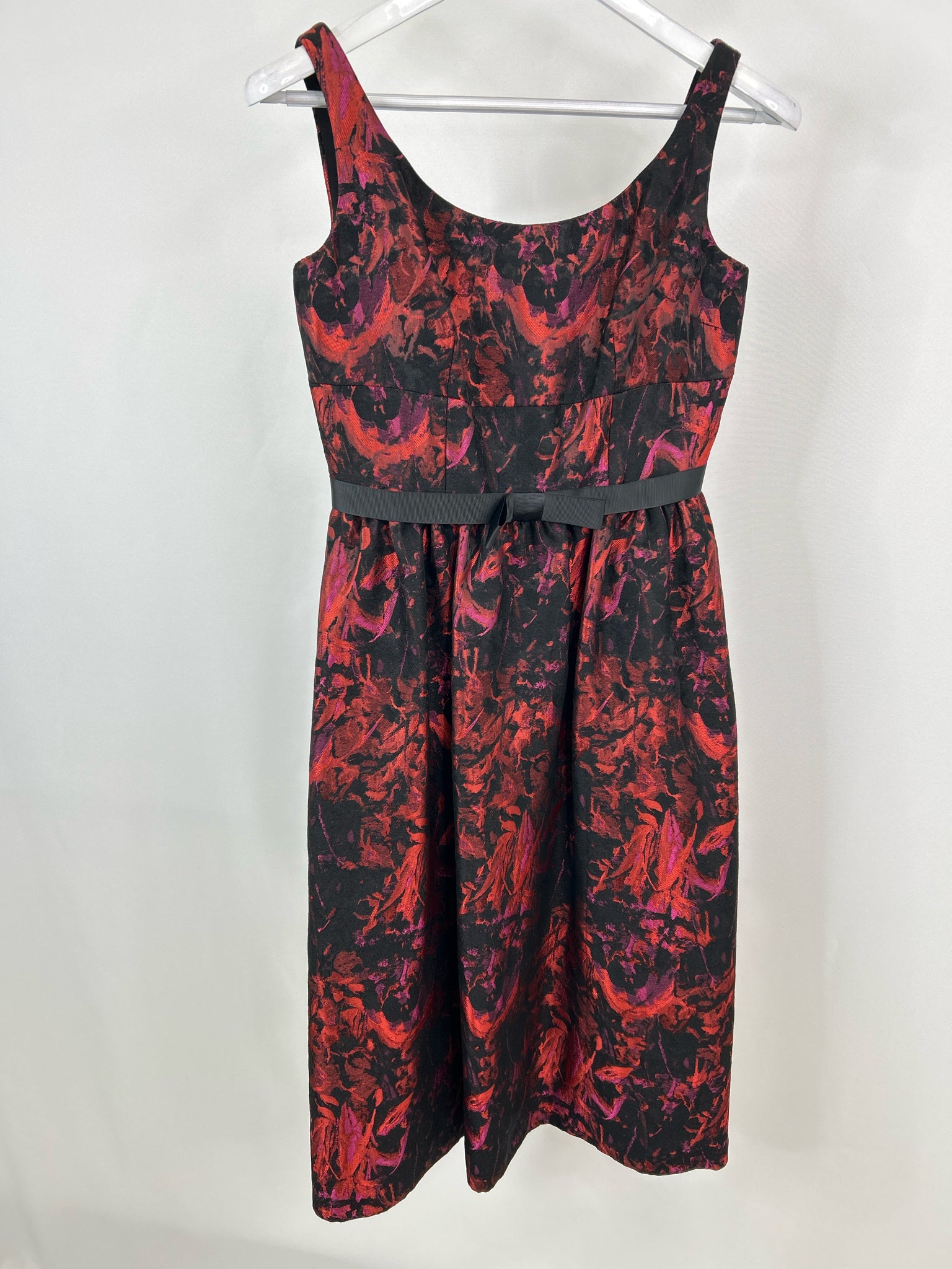 KAY UNGER Size 4 Black and Orange Red Women Dress