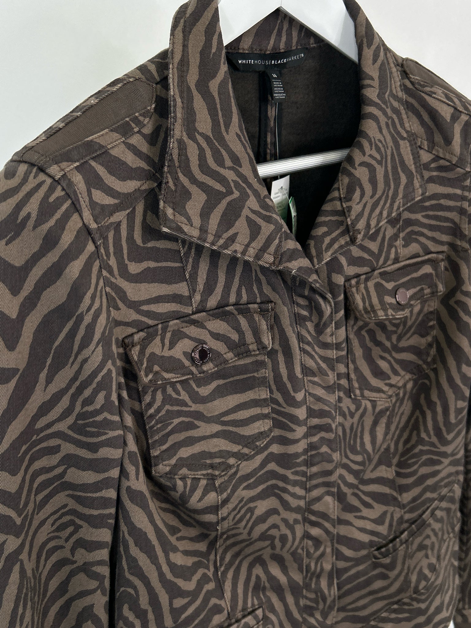 White House Black Market Size 14 Brown Print Women Jacket NWT