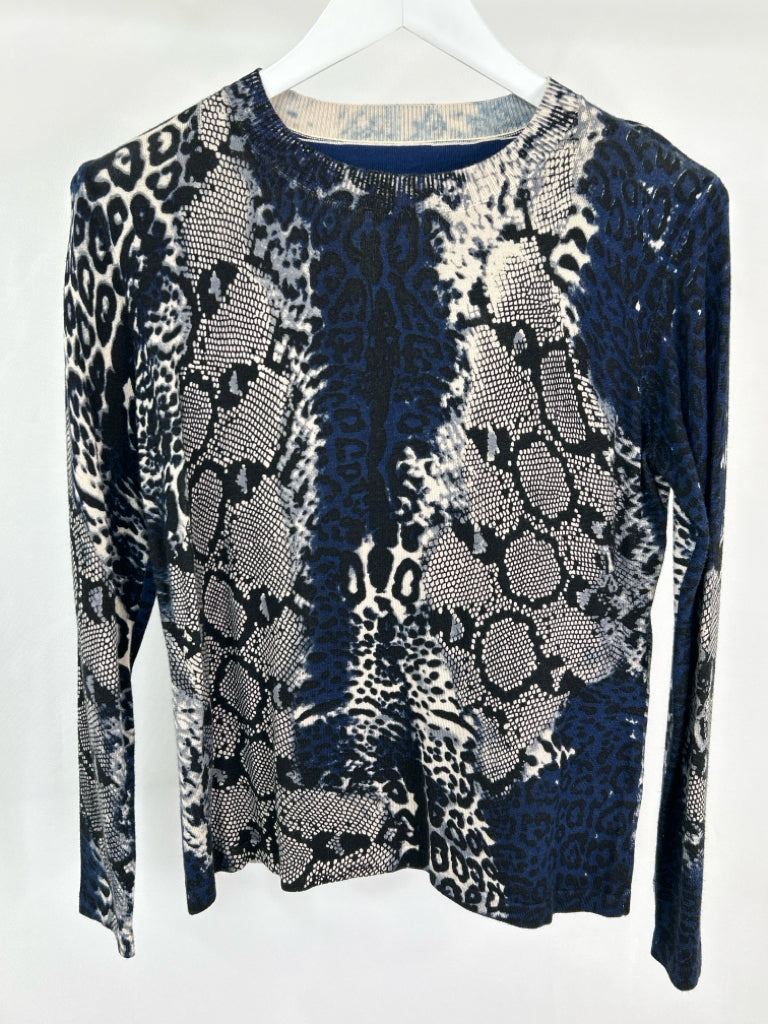 ETHYL Women Size M Blue Print Sweater