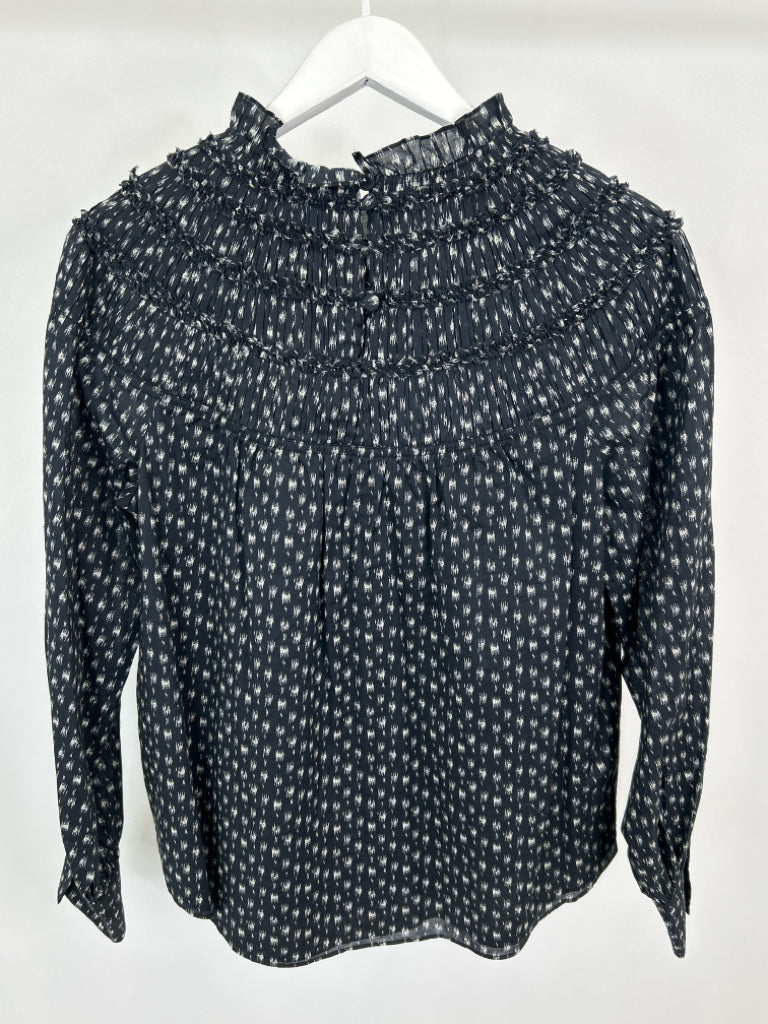 REBECCA TAYLOR Size 8 Black Print Women's Top NWT