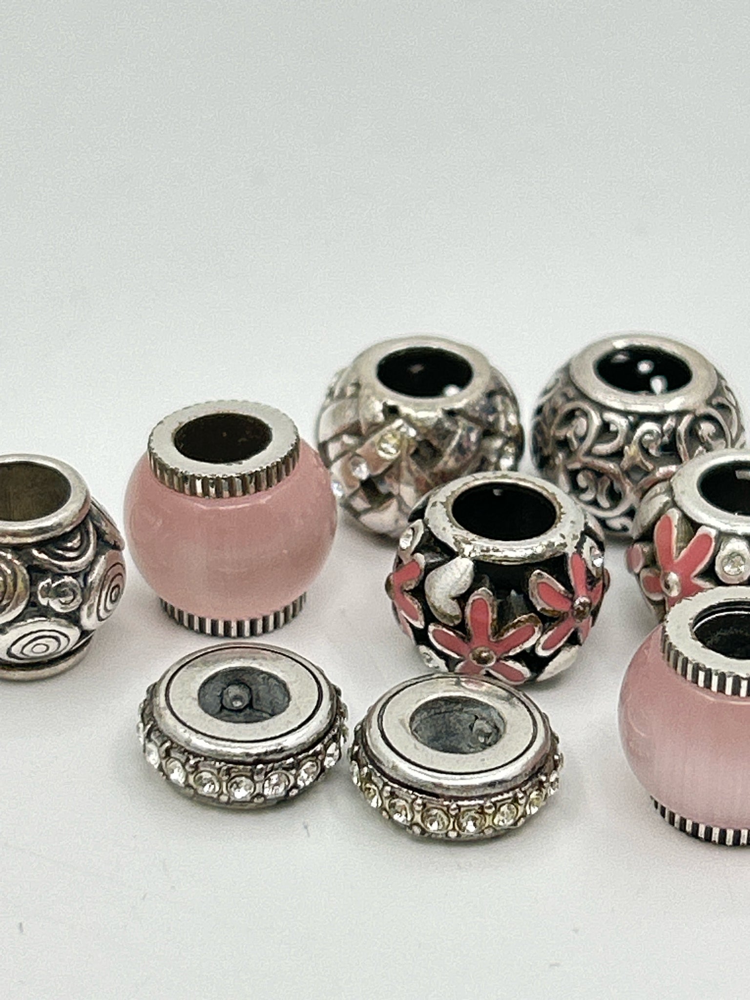 BRIGHTON SILVER AND PINK Set of 9 Charms