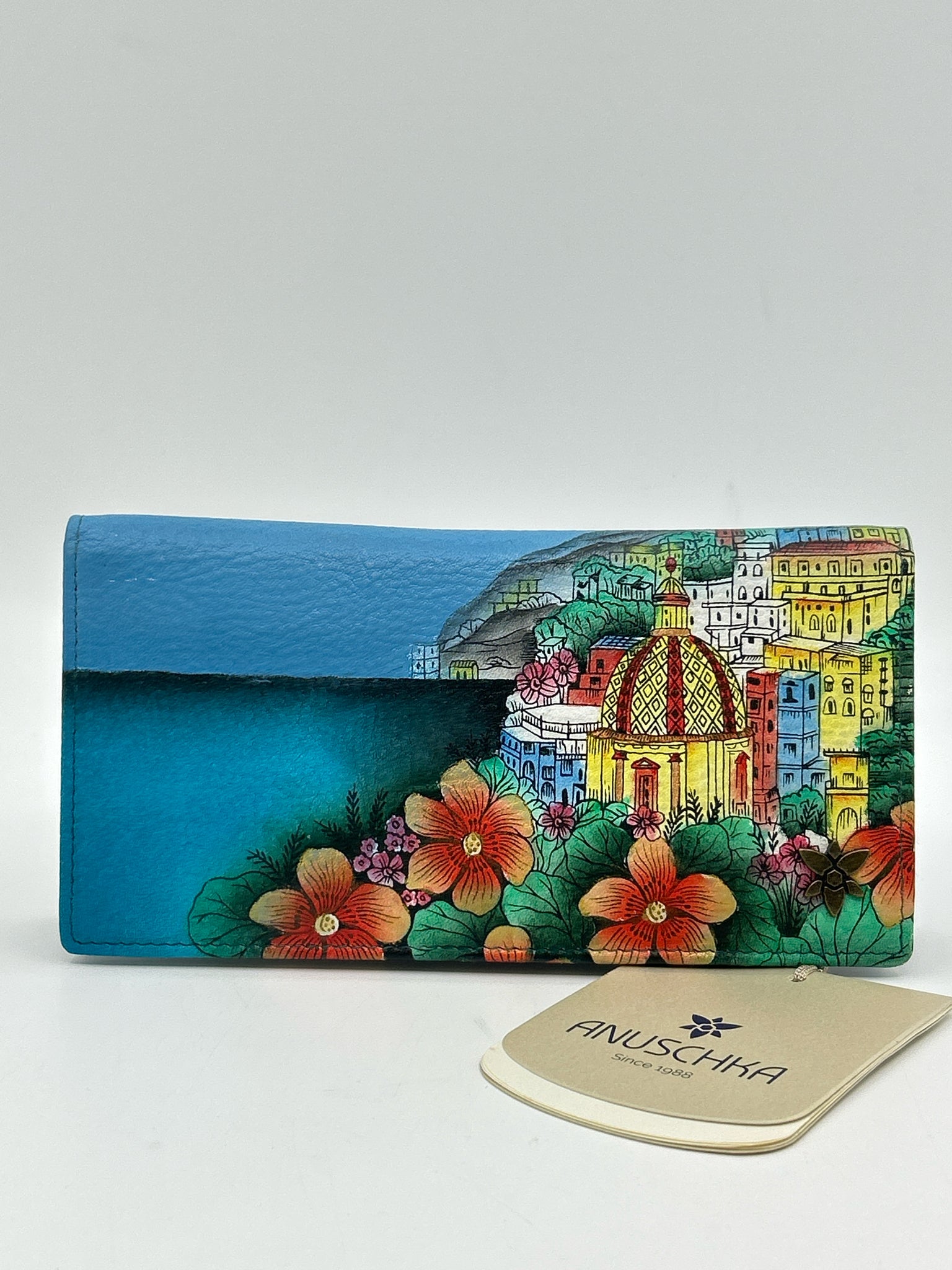 ANUSCHKA Blue Floral Women Wallet NWT