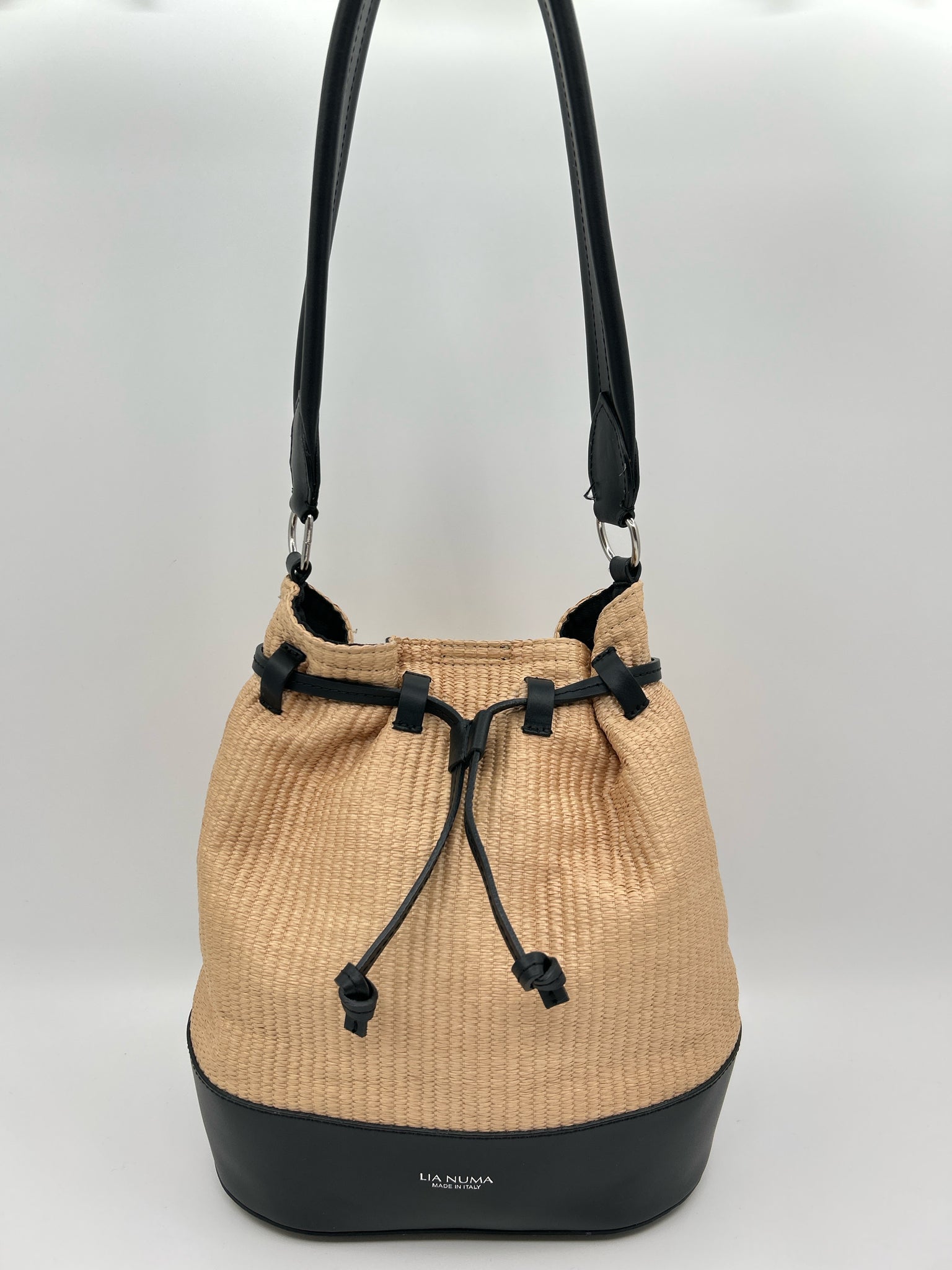 LIA NUMA Raffia and Black Women's Purse