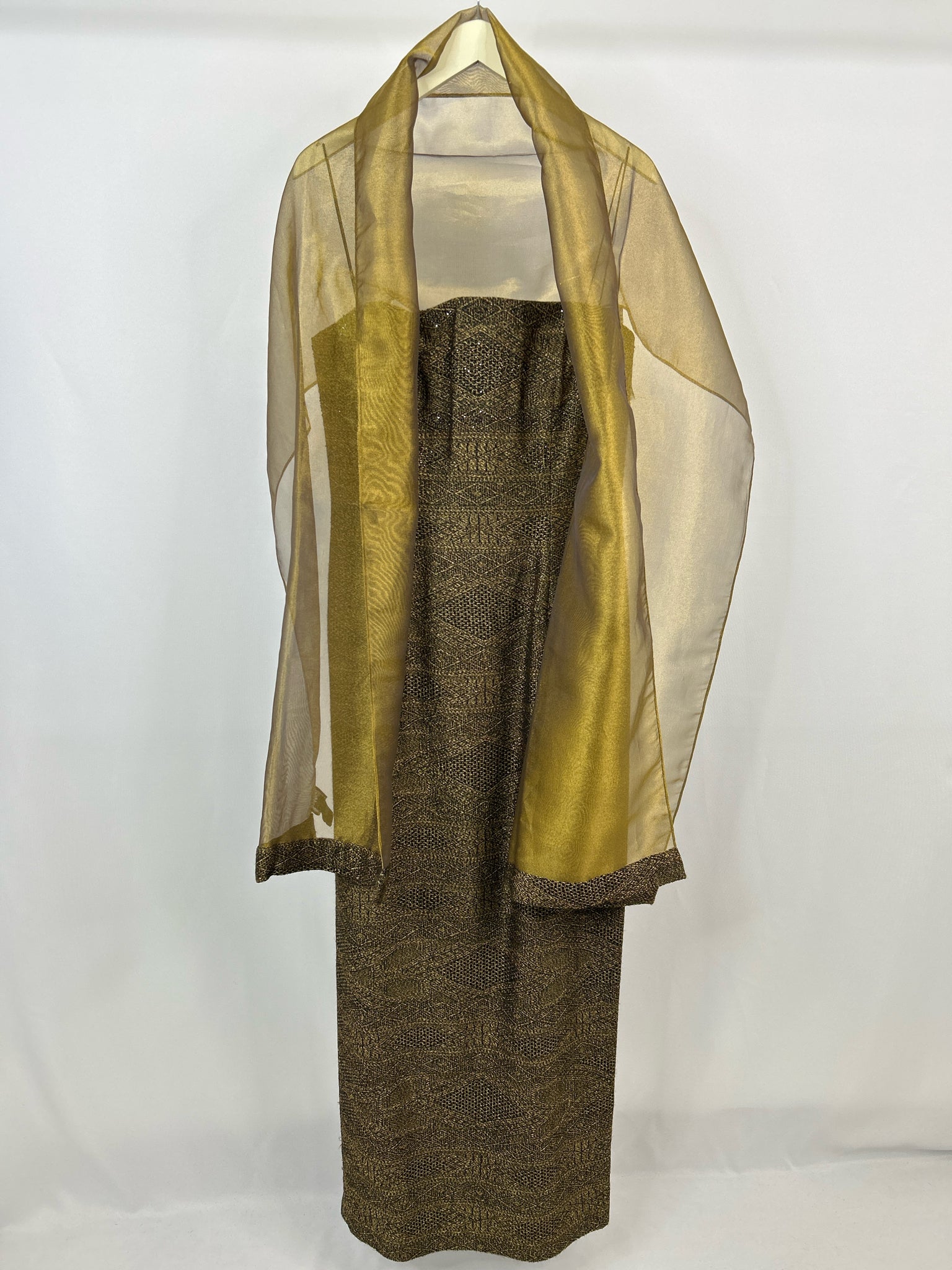 CARMEN MARC VALVO Size 10 Gold Women 2-Piece w/dress