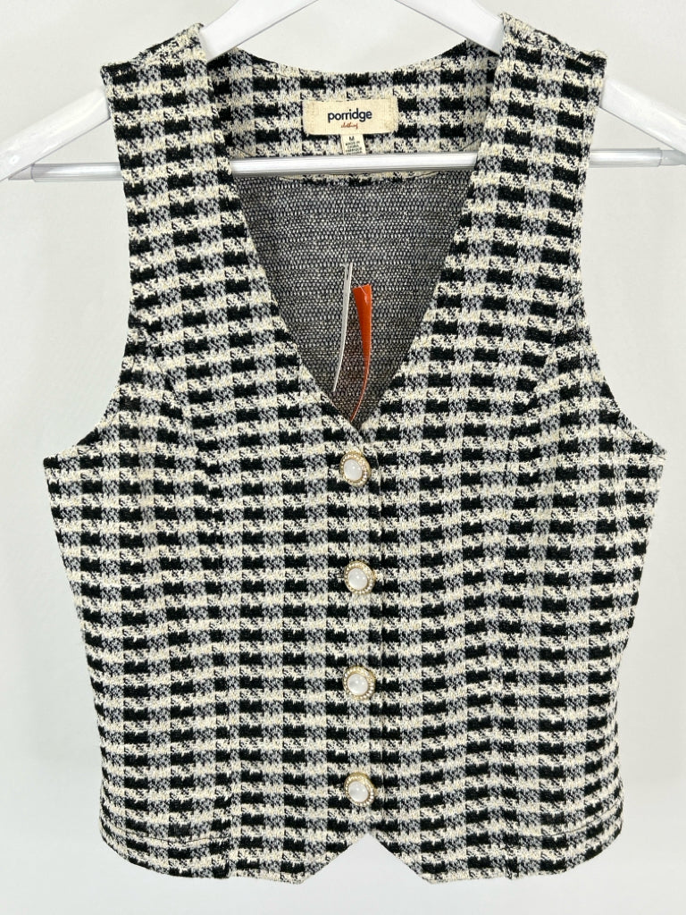Porridge Size M Black Print Women's Vest