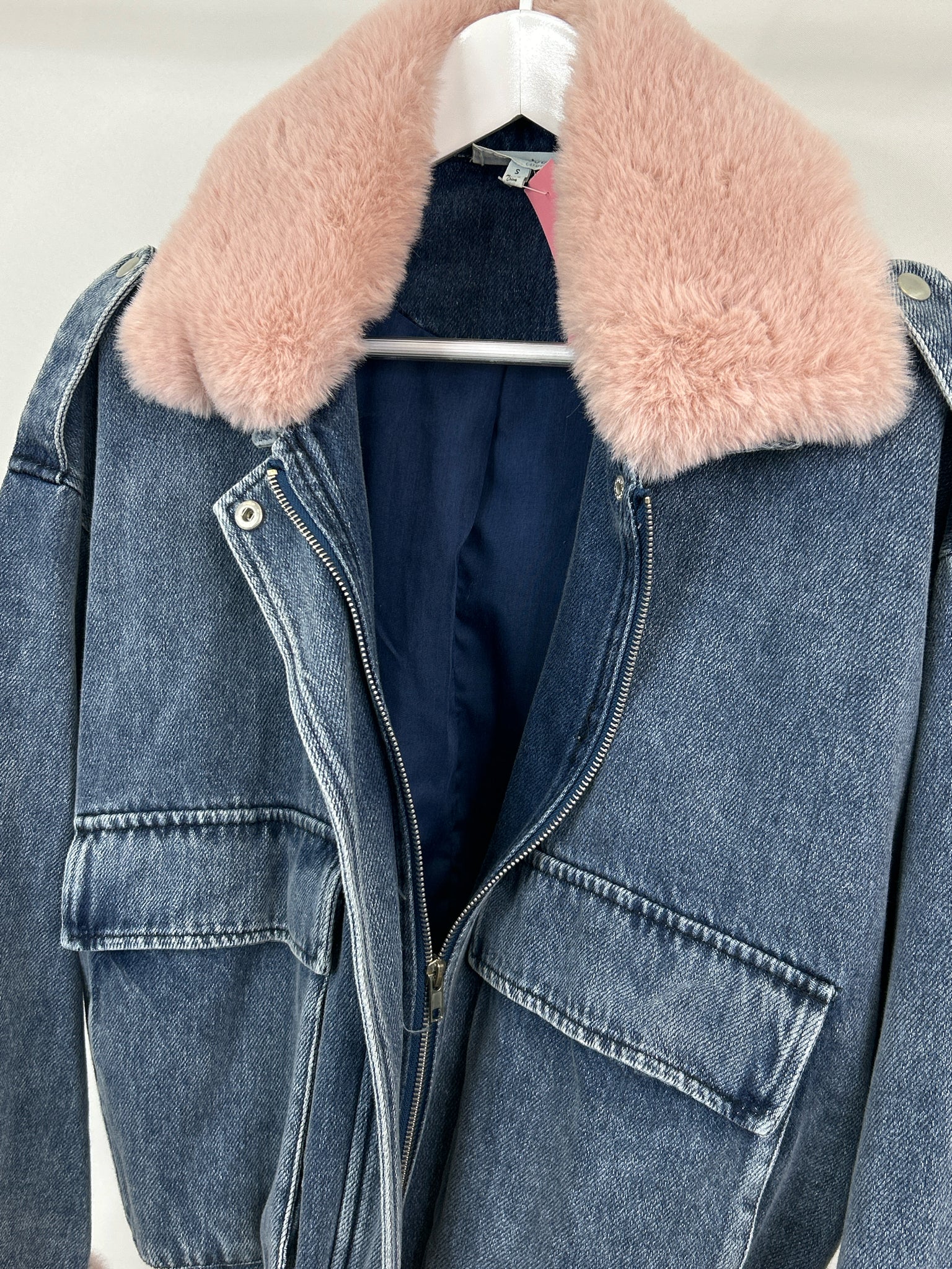 Peach Love Size S BLUE DENIM Women Jacket