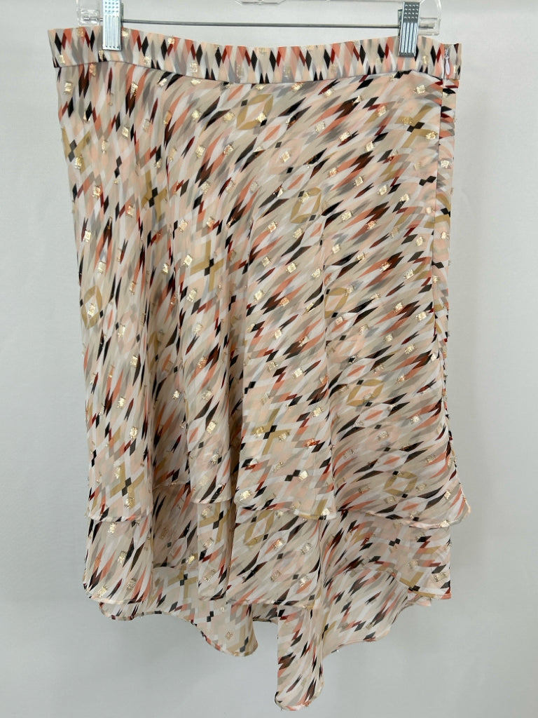 White House Black Market Size 12 Pink Print Skirt
