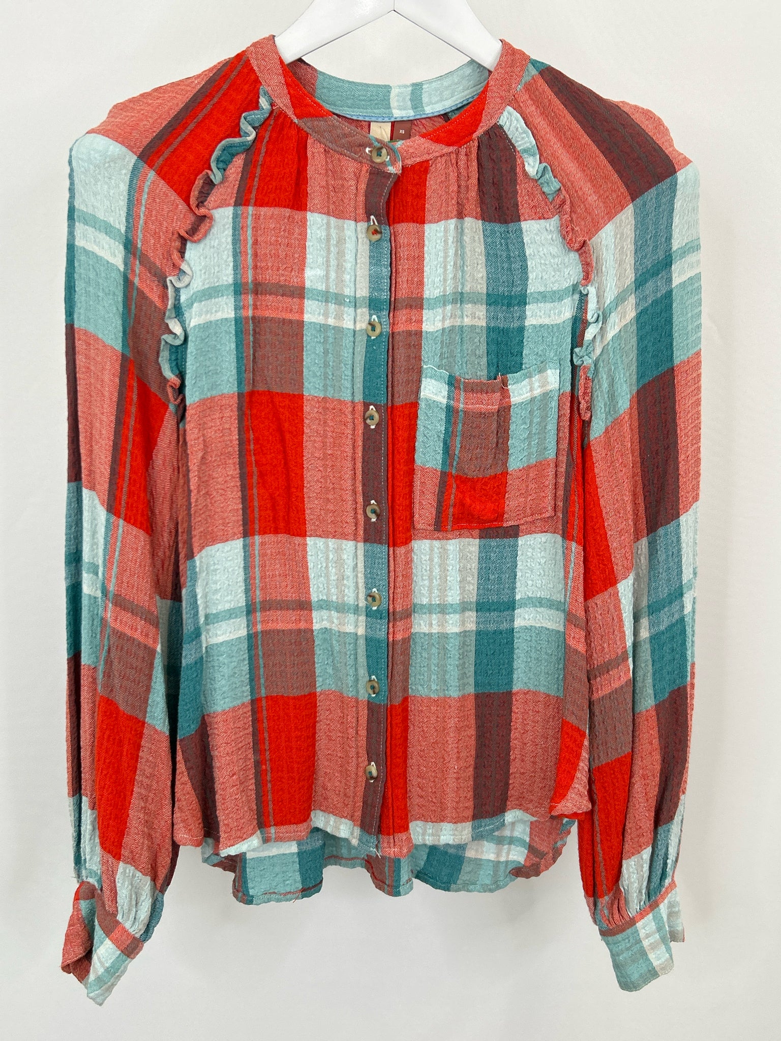 PILCRO Size XS RED AND TEAL Women Shirt