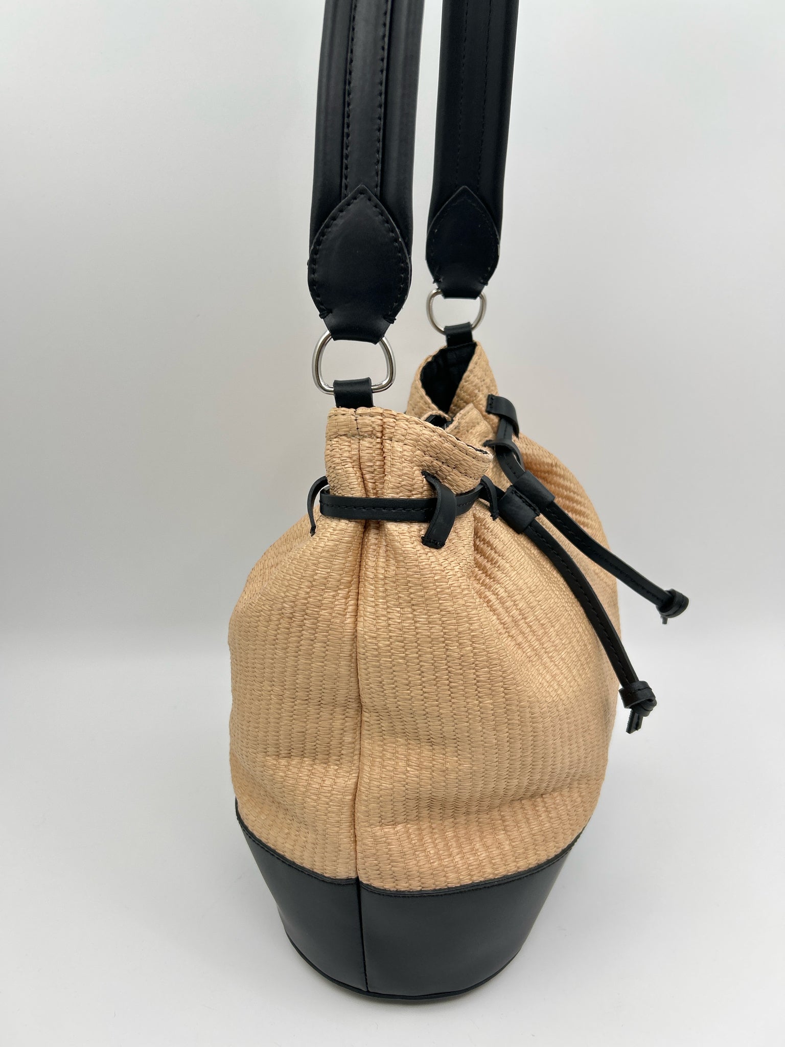 LIA NUMA Raffia and Black Women's Purse