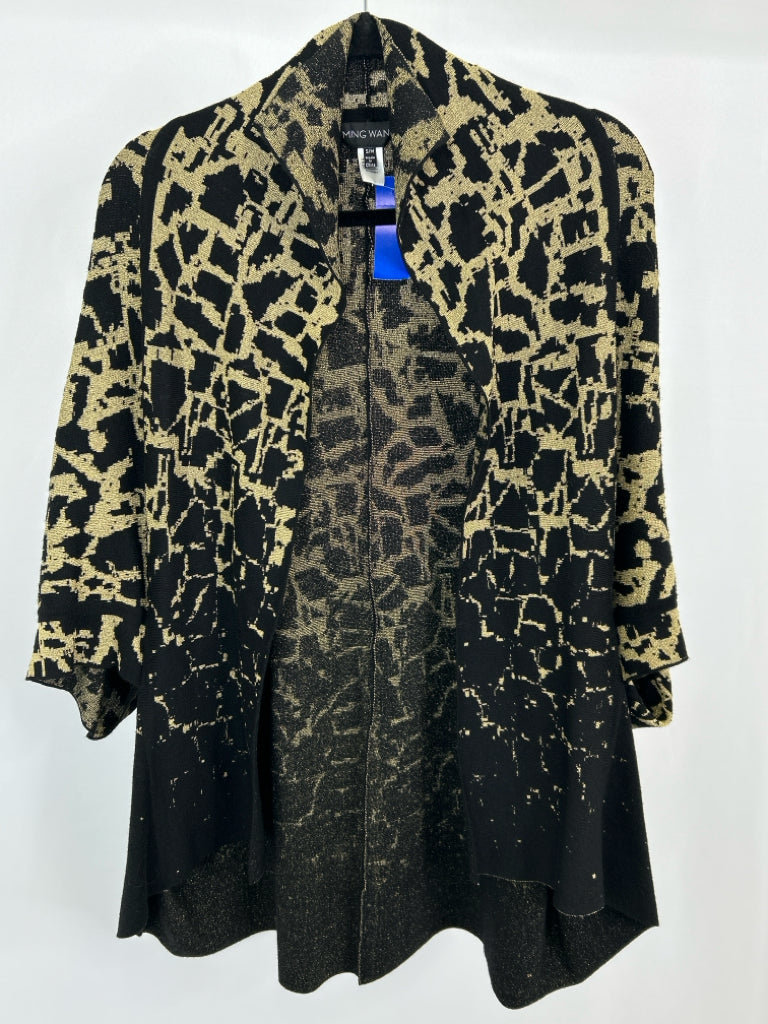 MING WANG Women Size S/M BLACK & GOLD Cardigan