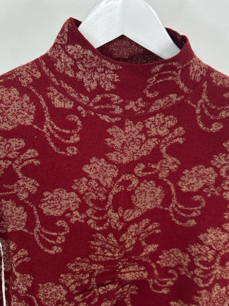 ANTHROPOLOGIE Women Size S Red & gold Sweater