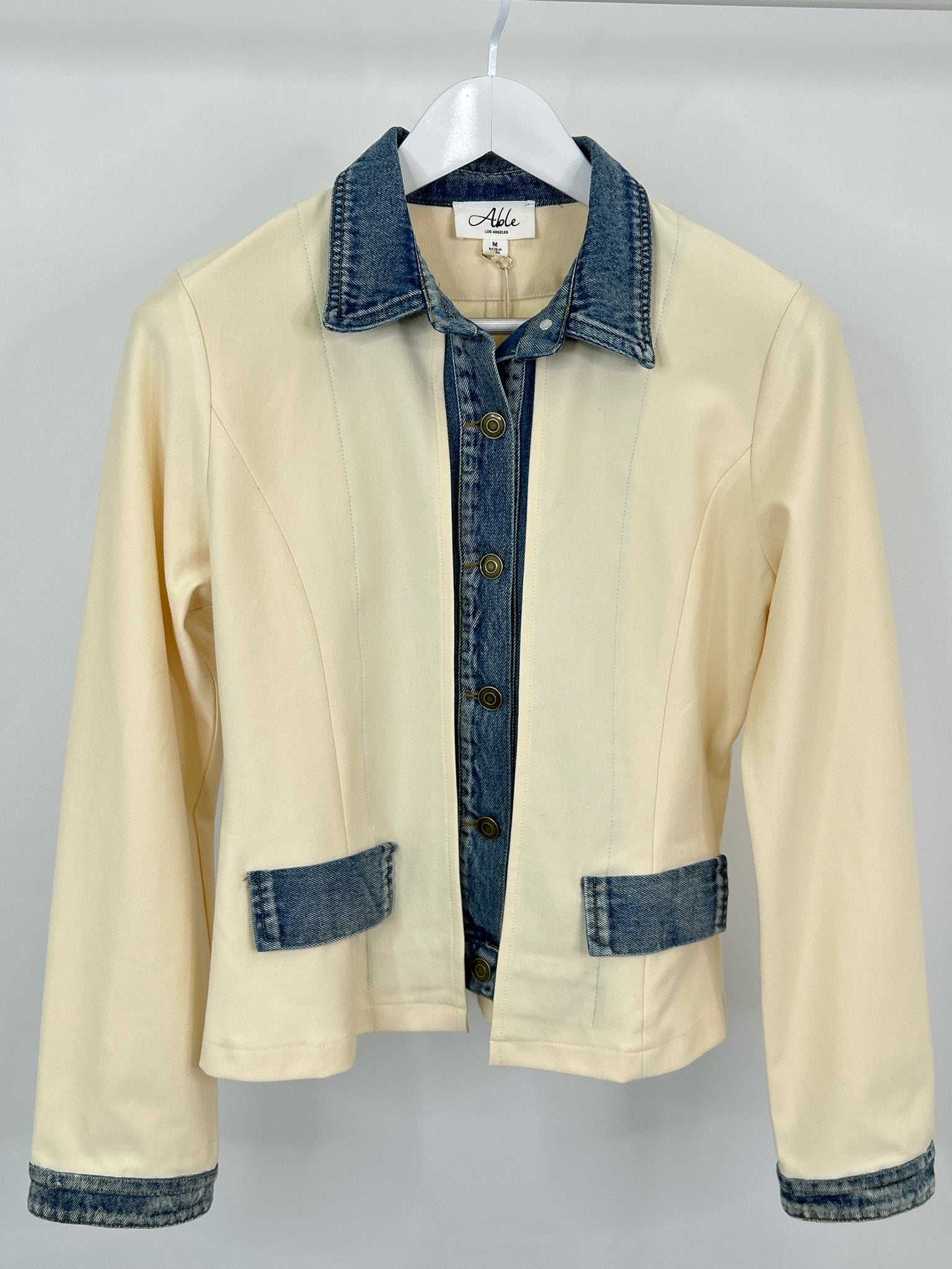 ABLE Size M Cream and Denim Women Jacket NWT