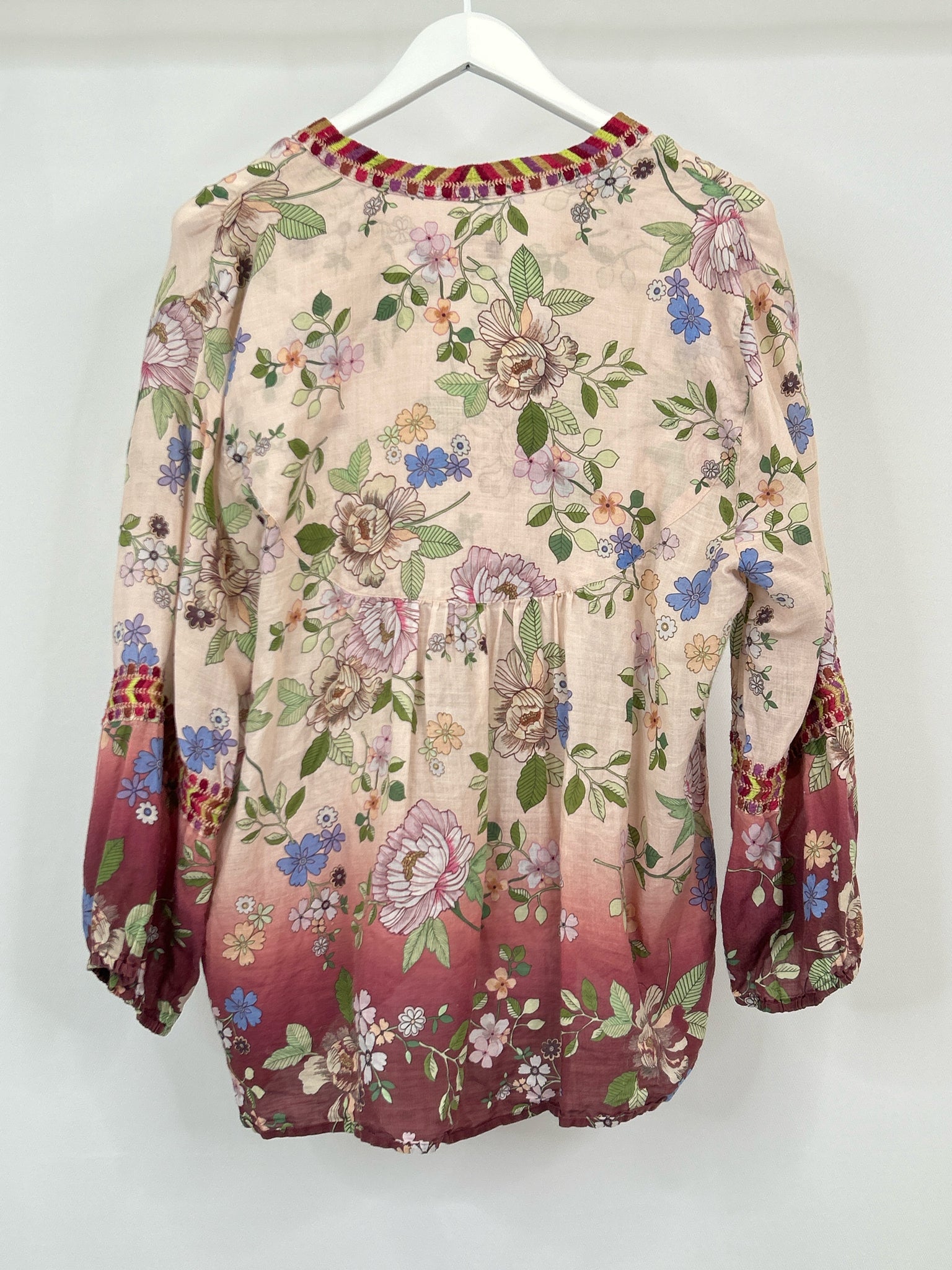 JOHNNY WAS Size XL Pink Print Women Top