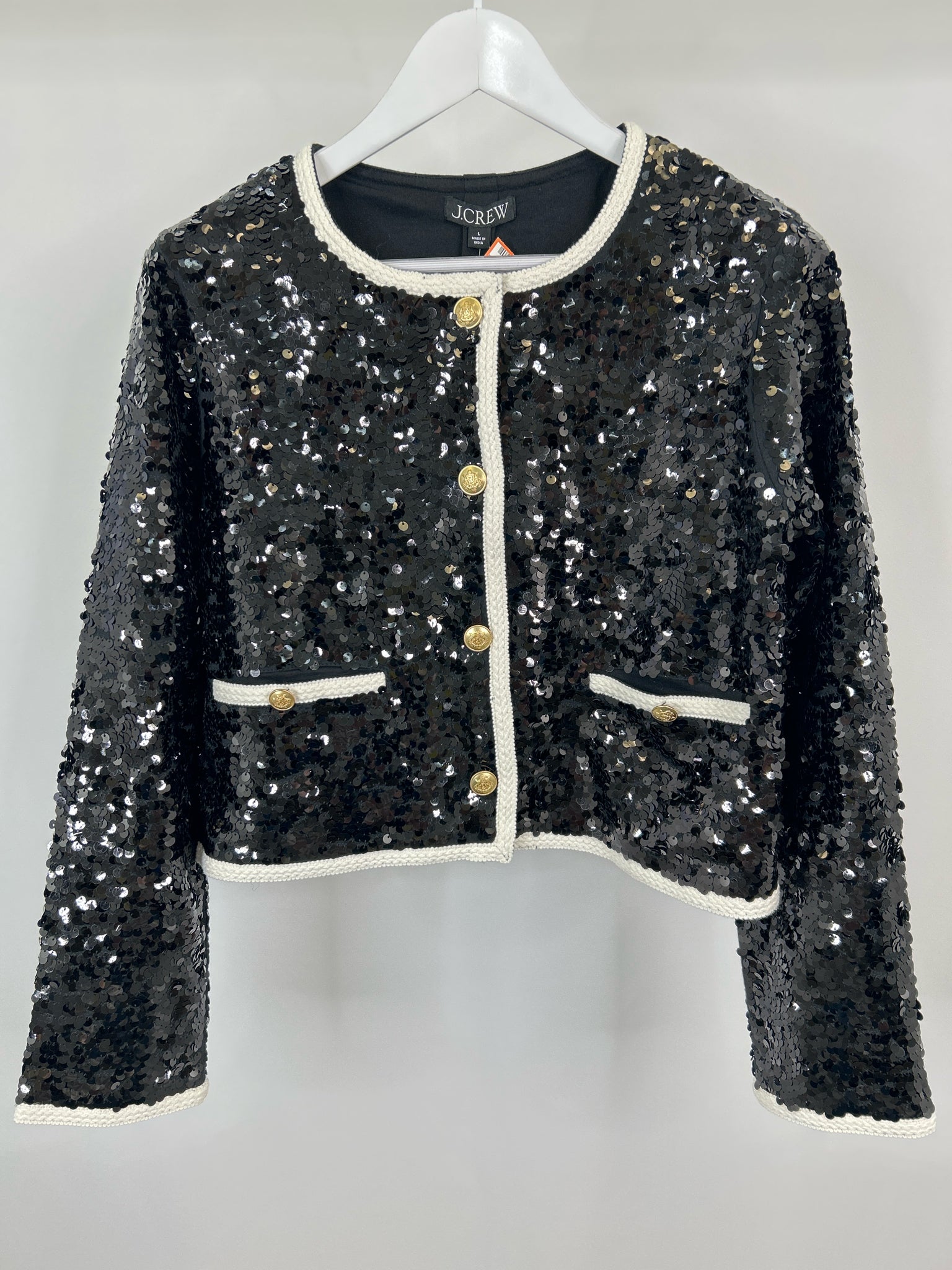 J CREW Size L Black Women Jacket NWT