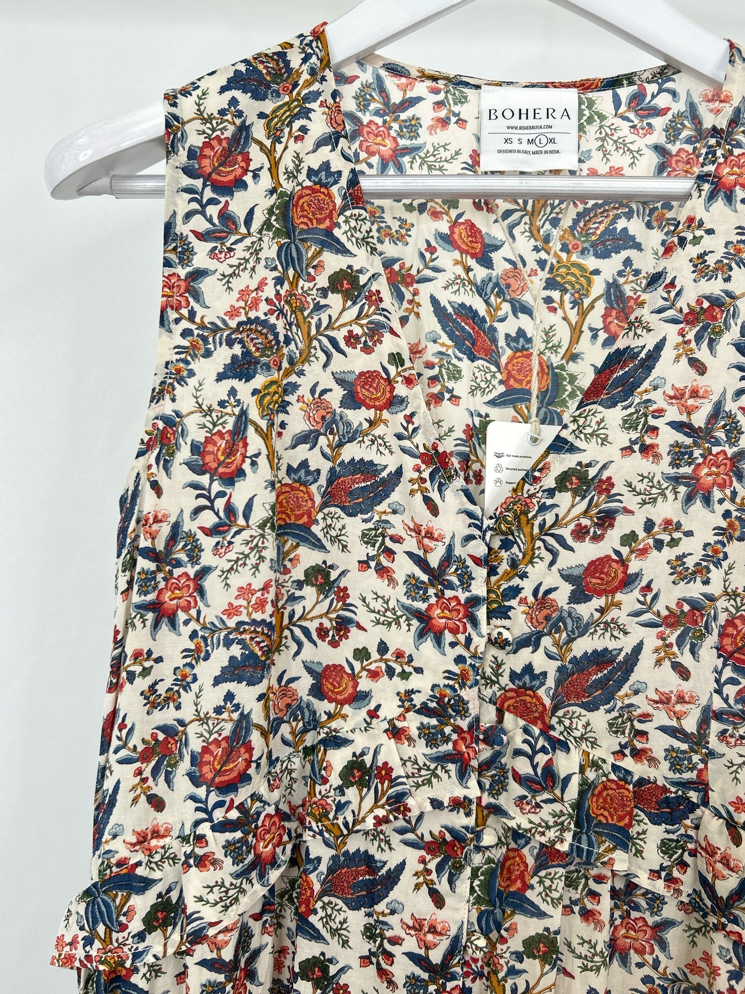 BOHERA Size L Blue & Red Women Dress