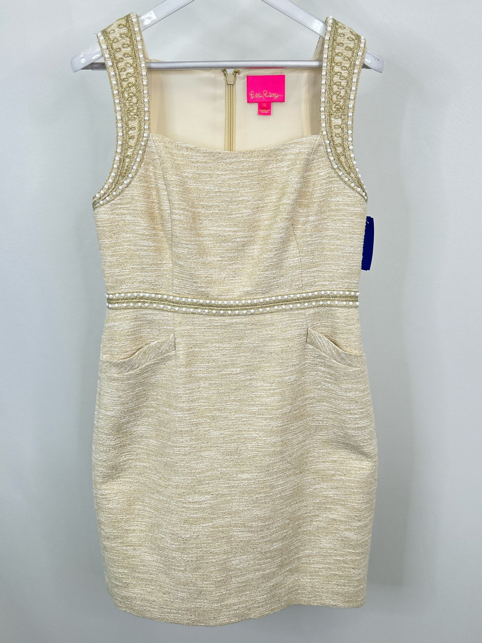 LILLY PULITZER Size 12 Beige Metallic Women Dress