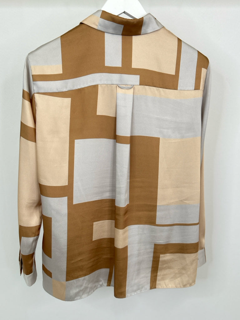 LAFAYETTE 148 Women Size M TAN AND GRAY Blouse