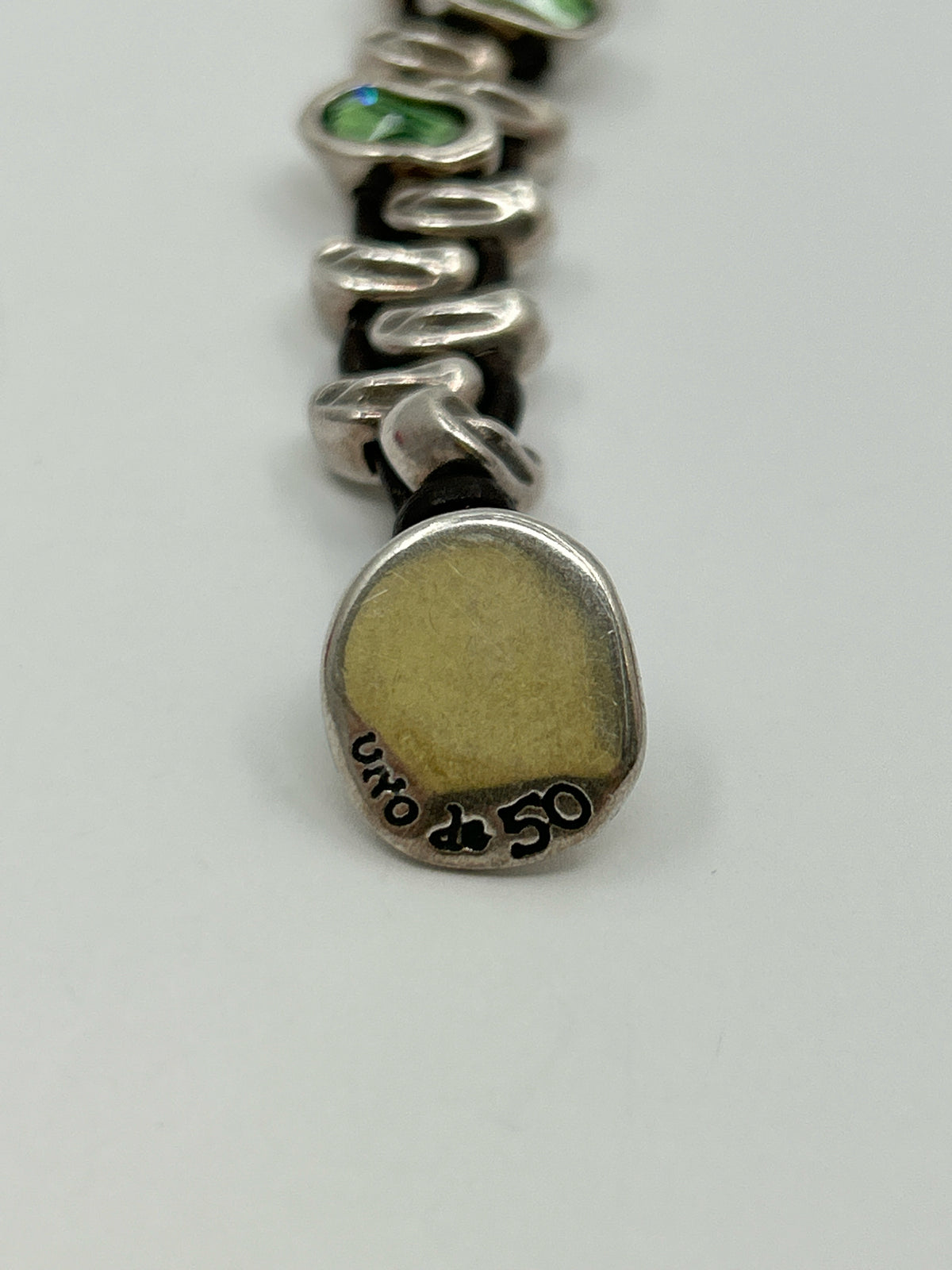 UNO DE 50 Silver & Green Bracelet