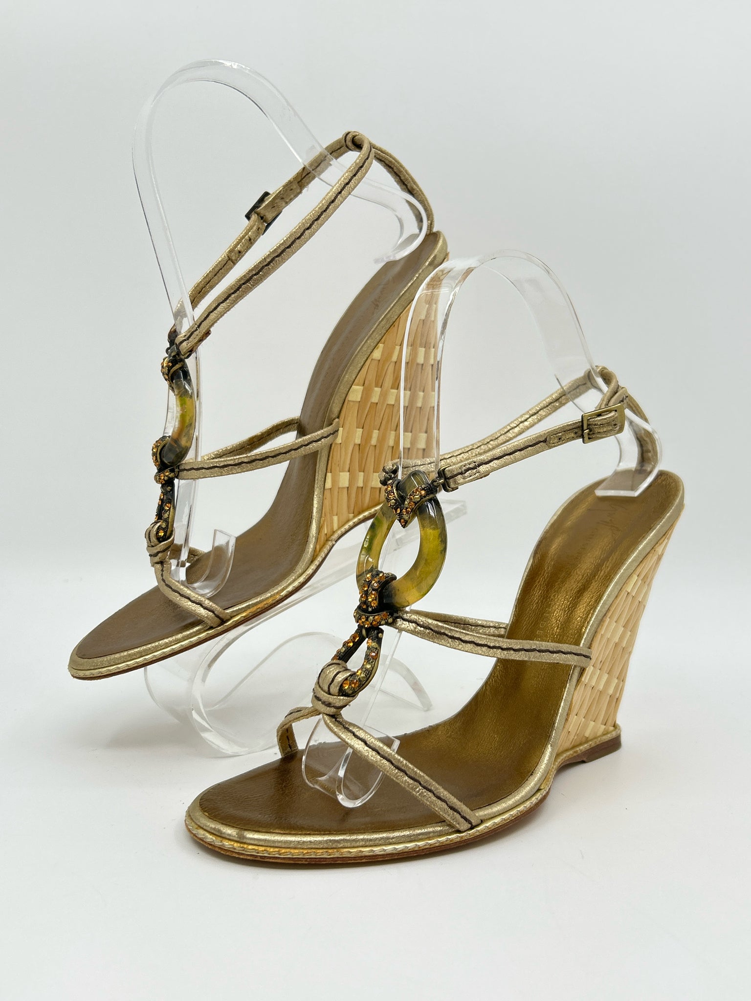 GIUSEPPE ZANOTTI Size 39 Gold Women Sandal