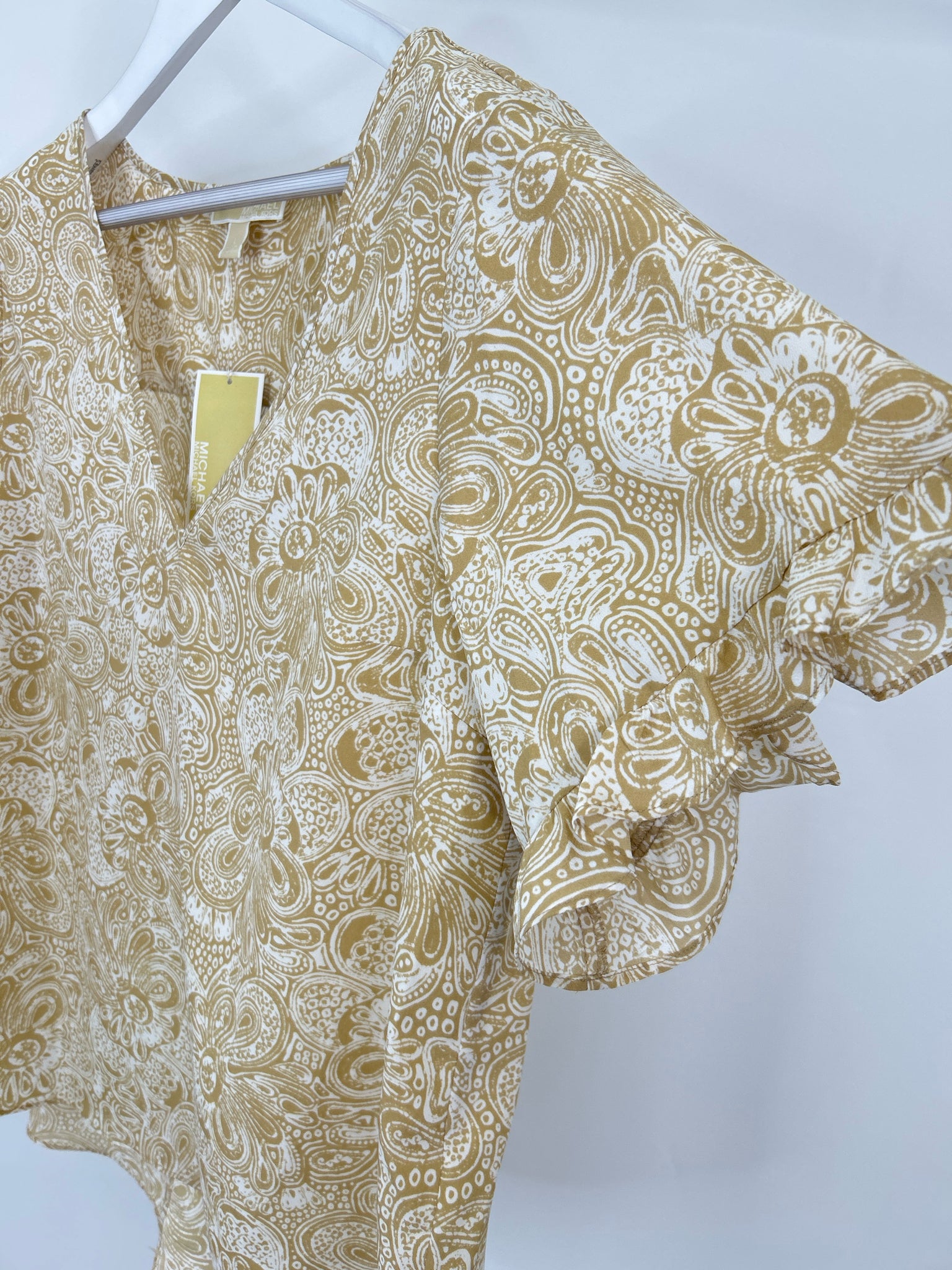 MICHAEL MICHAEL KORS Size L Beige Print Women Top