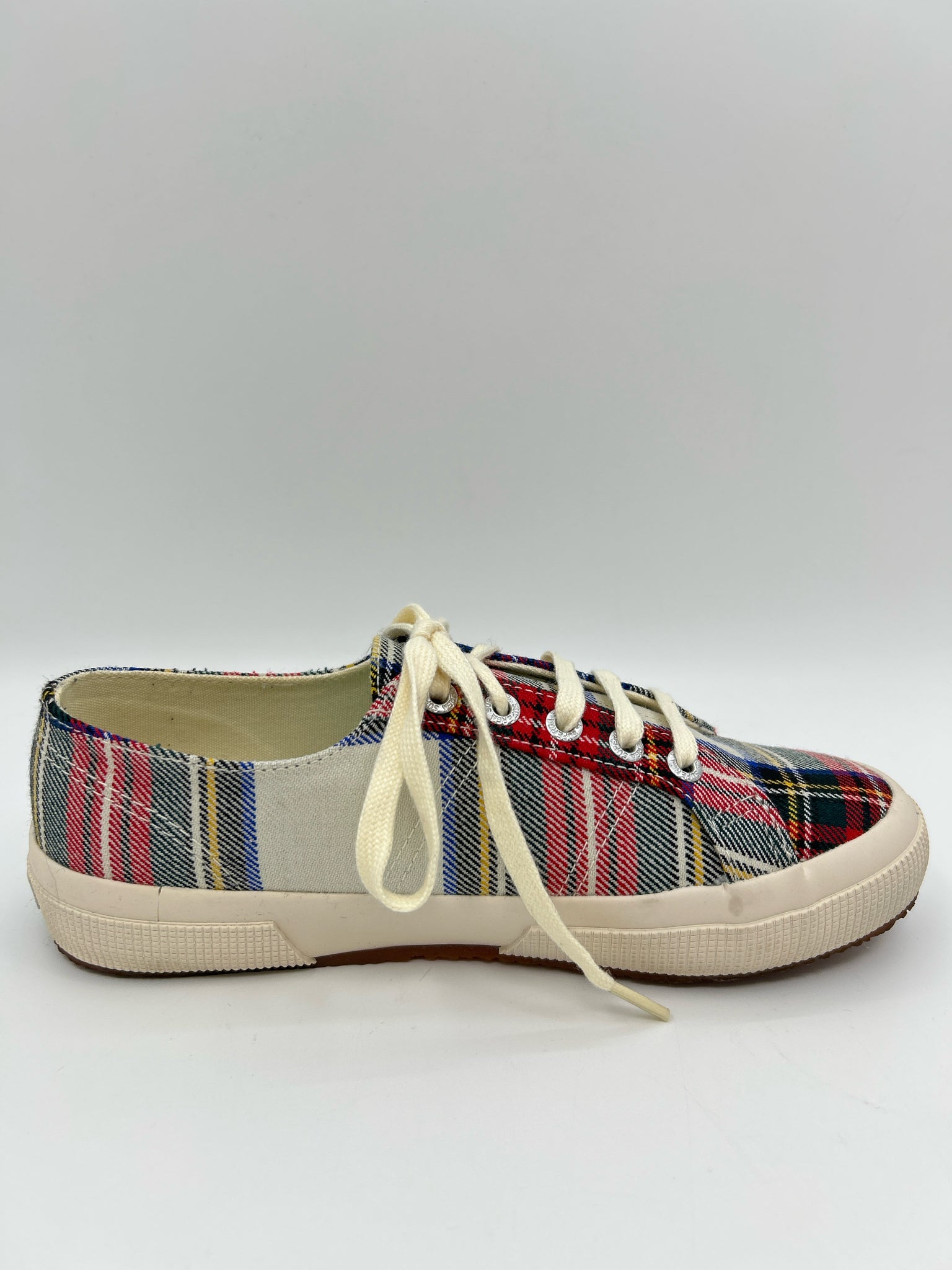 SUPERGA Size 7.5 Red Plaid Women Sneakers