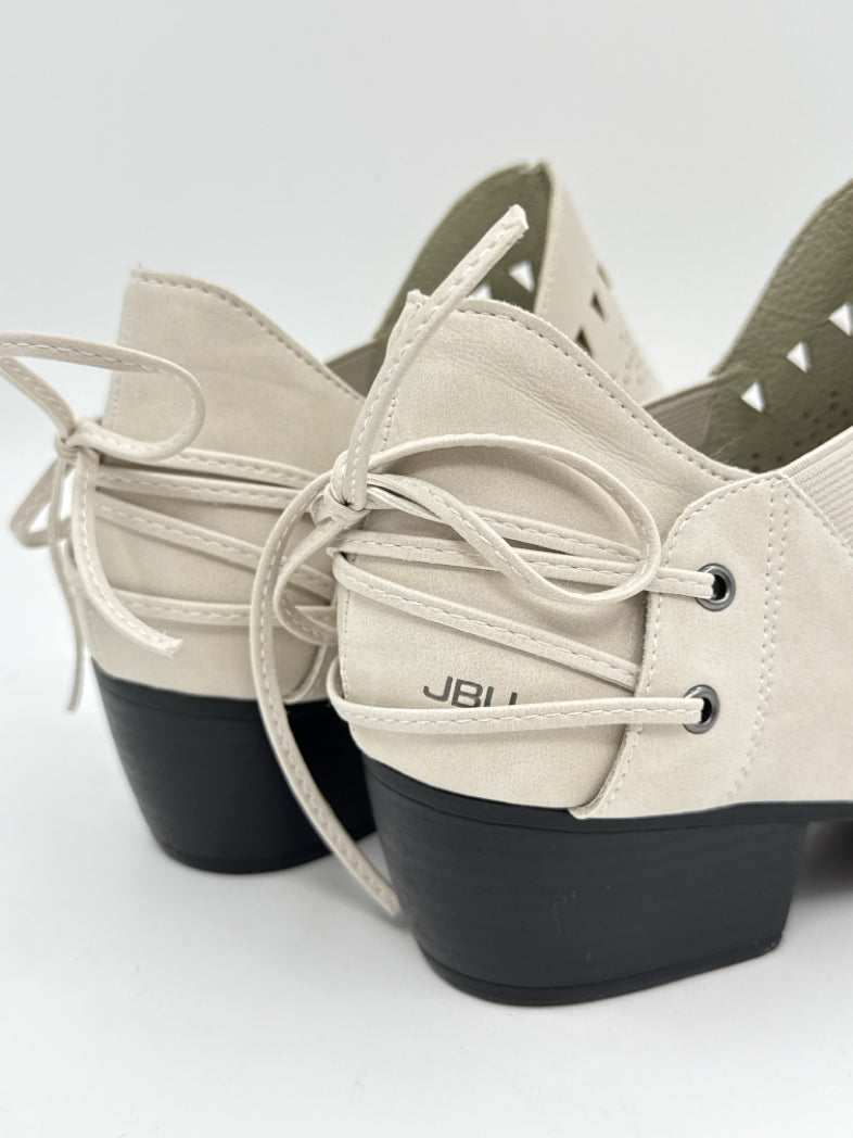 JBU Size 9.5M CREAM & BLACK Booties