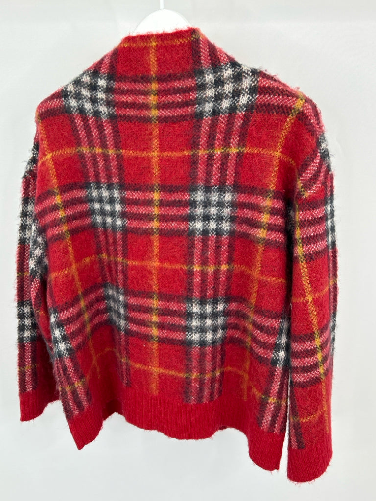 MUDPIE NWT Women Size M Red Plaid Sweater